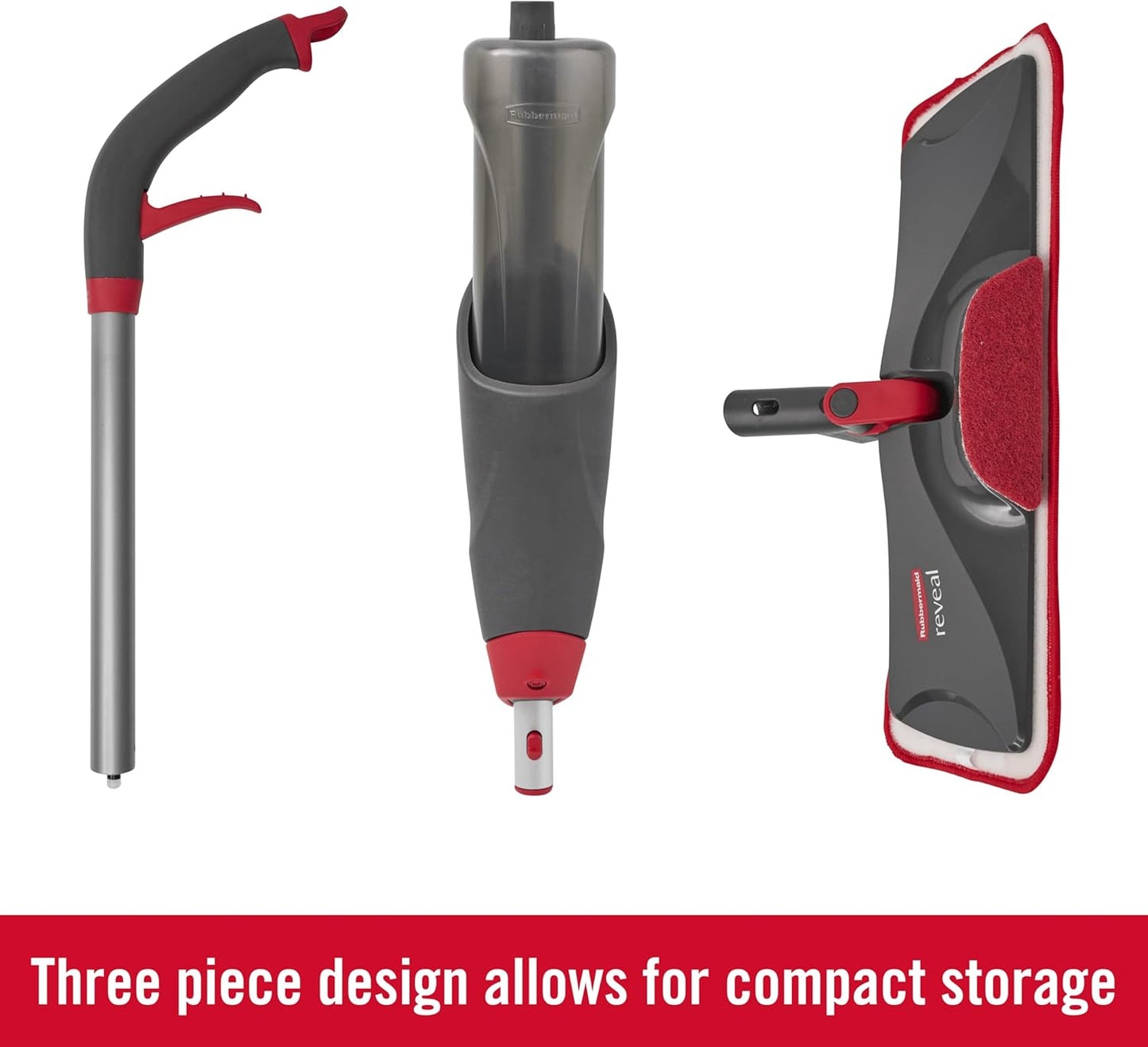 Rubbermaid Reveal Spray Mop Floor Cleaning Kit, 3 Reusable Microfiber Wet Pads, 1 Refillable Bottle, Cordless, Multi-Surface Mopping for All Home/Bathroom/Office Floors