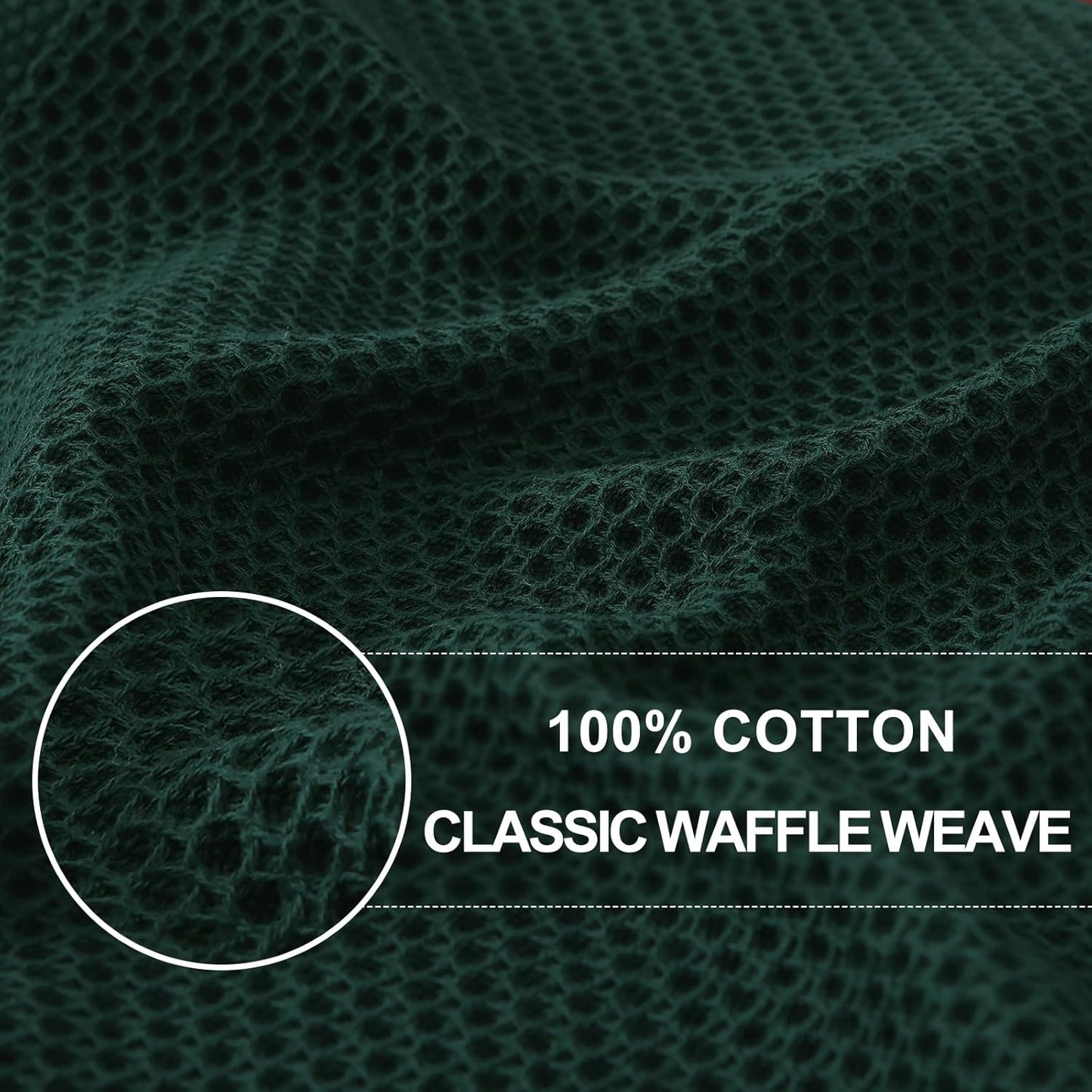 Homaxy 100% Cotton Waffle Weave Kitchen Dish Cloths, Ultra Soft Absorbent Quick Drying Dish Towels, 12 x 12 Inches, 12-Pack, Blackish Green