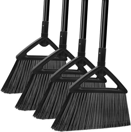 Heavy Duty Broom Outdoor Indoor, Upgraded Commercial Angle Brooms, Black Broom for Sweeping House, Restaurant, Kitchen, Garage, Courtyard