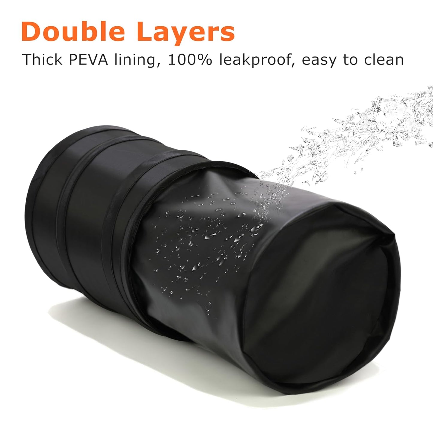 Ginsco 2Packs 2 Gallons New Leakproof Car Trash Can, Compact Trash Can Pop-up Collapsible Hanging Car Trash Bin with Hook and Loop, Waterproof PEVA Liner Open-Top Garbage Can for Cars Home Office