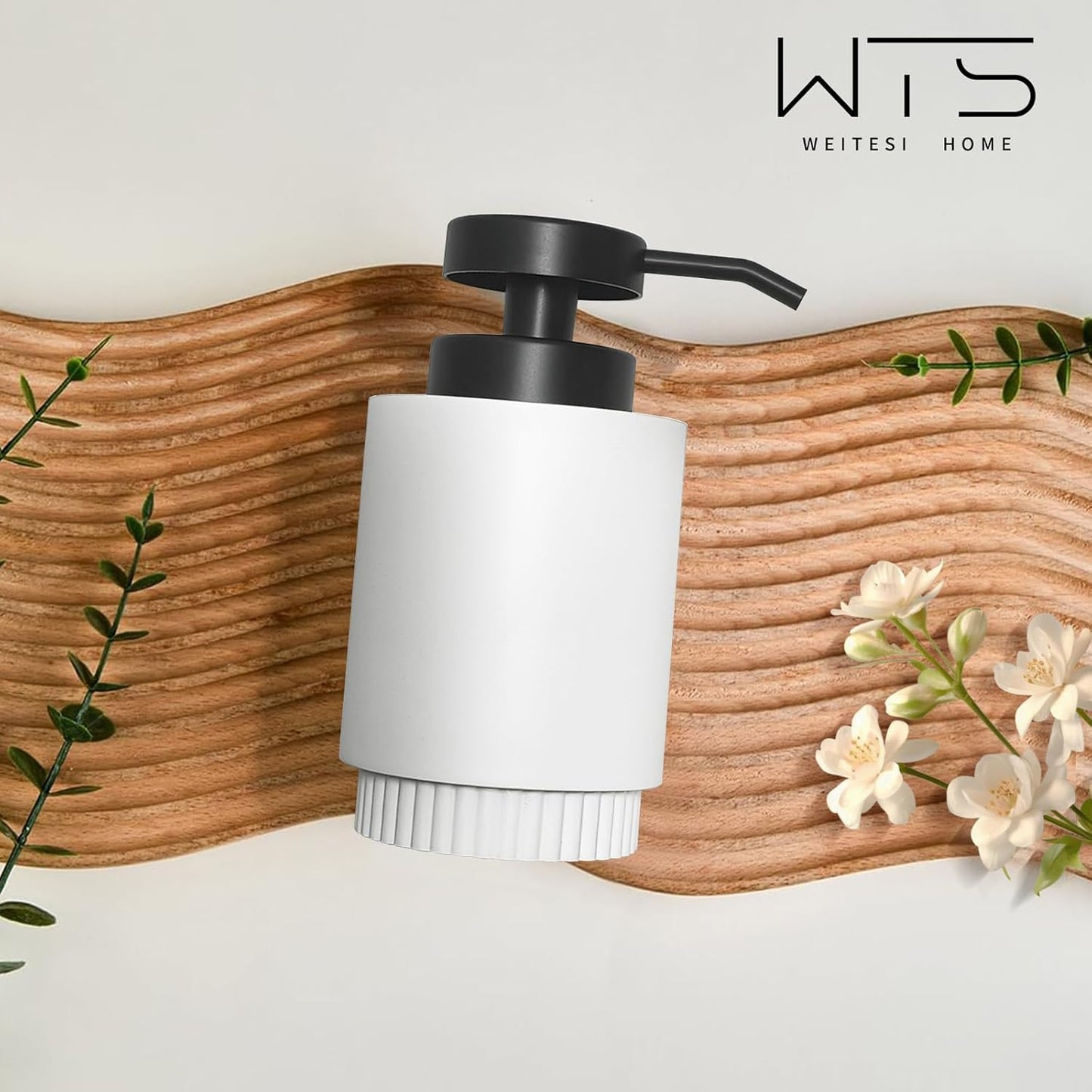 Resin Soap Dispenser for Bathroom, Hand Lotion Liquid Dispenser Easy-to-Press with Reusable Plastic Pump for Shampoo Bathroom Kitchen Countertop Rust-Proof 10 oz White