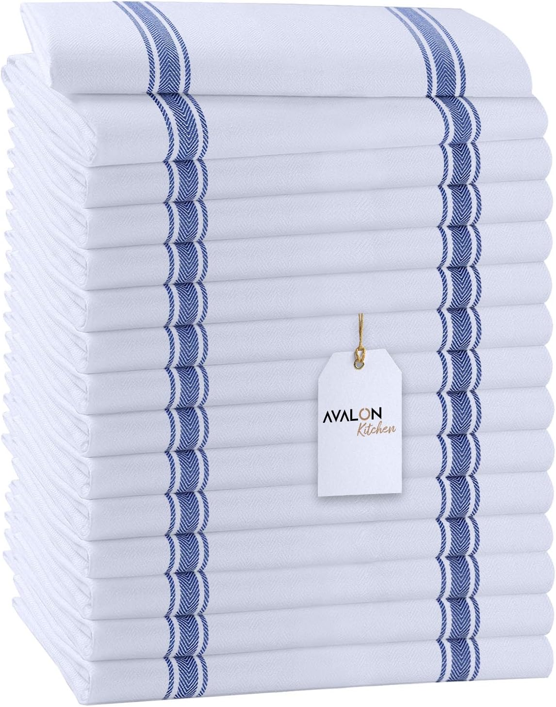 Dish Towels Set (Value Pack of 15) Size 15x25 Inch, 100% Cotton Soft & Absorbent Linen Kitchen Towel, Tea Towels, Reusable Cleaning Cloths for Household Cleaning (Blue)