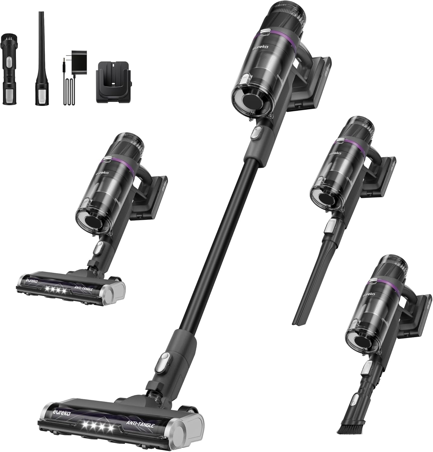 Eureka Cordless Stick Vacuum Cleaner ReactiSense 440, 60-Min Runtime, Anti-Tangle Brushroll, Intelligent Sensing Technology, Ideal for Pet Hair, HardFloors & Carpets