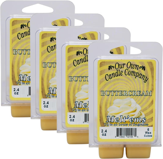 Our Own Candle Company Premium Wax Melt, Buttercream Scent, Handmade in The USA, 24 Cubes (4 Pack, 9.6oz Total)
