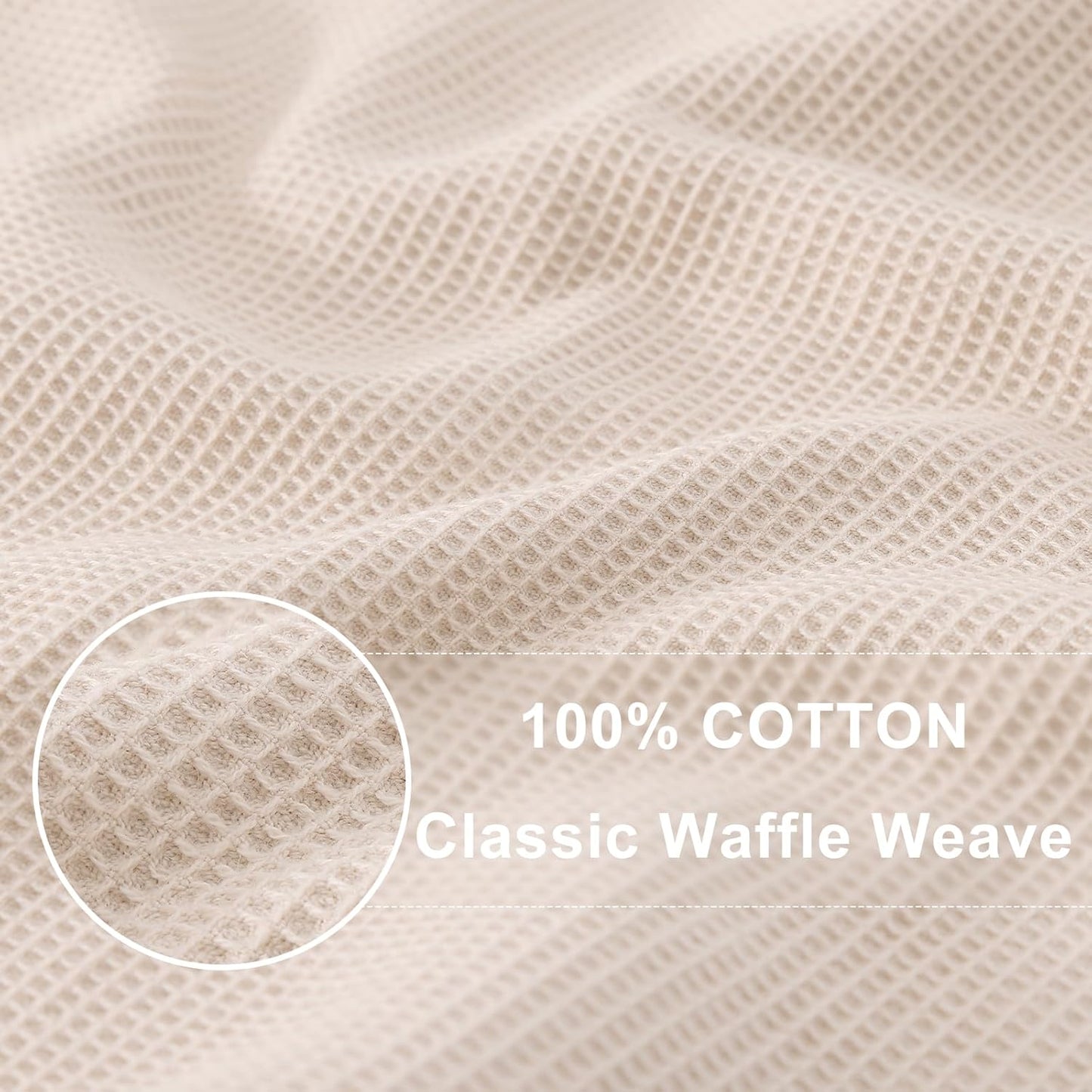 Homaxy 100% Cotton Waffle Weave Kitchen Towels - 8 Pack Soft and Absorbent Dish Towels - 16 x 26 Inches Quick Dry Hand Towels - Beige