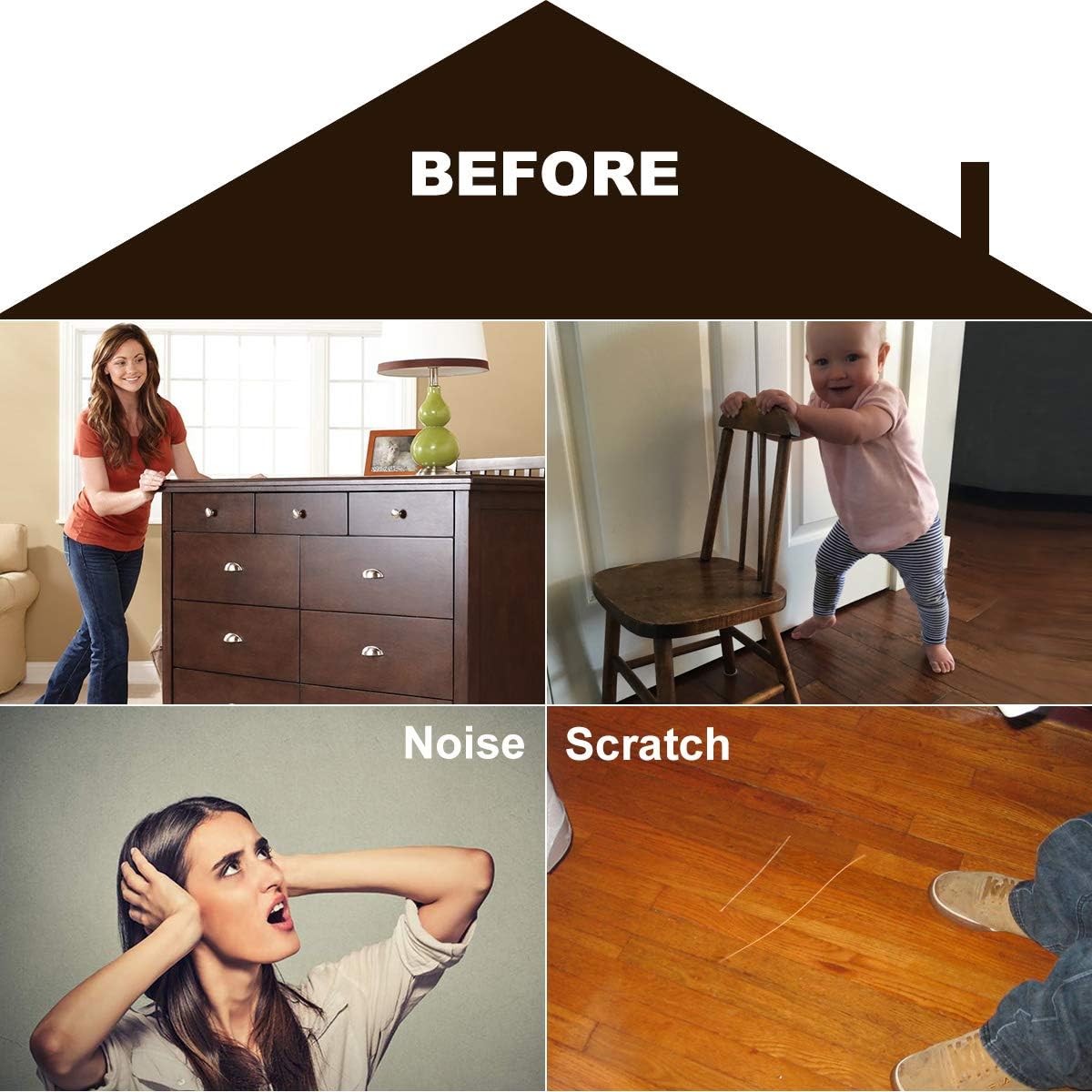 Felt Furniture Pads-136 Pieces Felt Pads for Furniture Beige 5mm Thick, Floor Savers for Furniture Anti Scratch, Best Floor Protectors with Case for Hardwood Floors