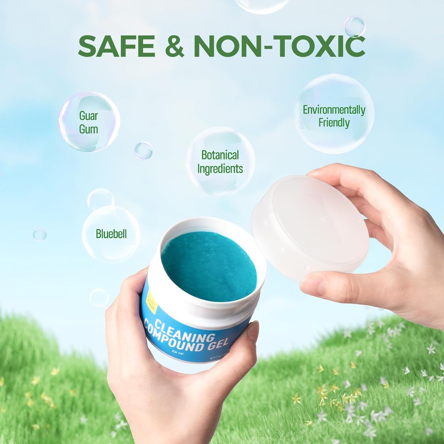 CLICK CLEAN 2Pcs Cleaning Gel for Car, 7oz Car Detailing Tools, Cleaning Putty Gel, Car Interior Cleaner Universal Dust Cleaner for Keyboard, Laptop, Air Vents (Coconut & Bluebell)