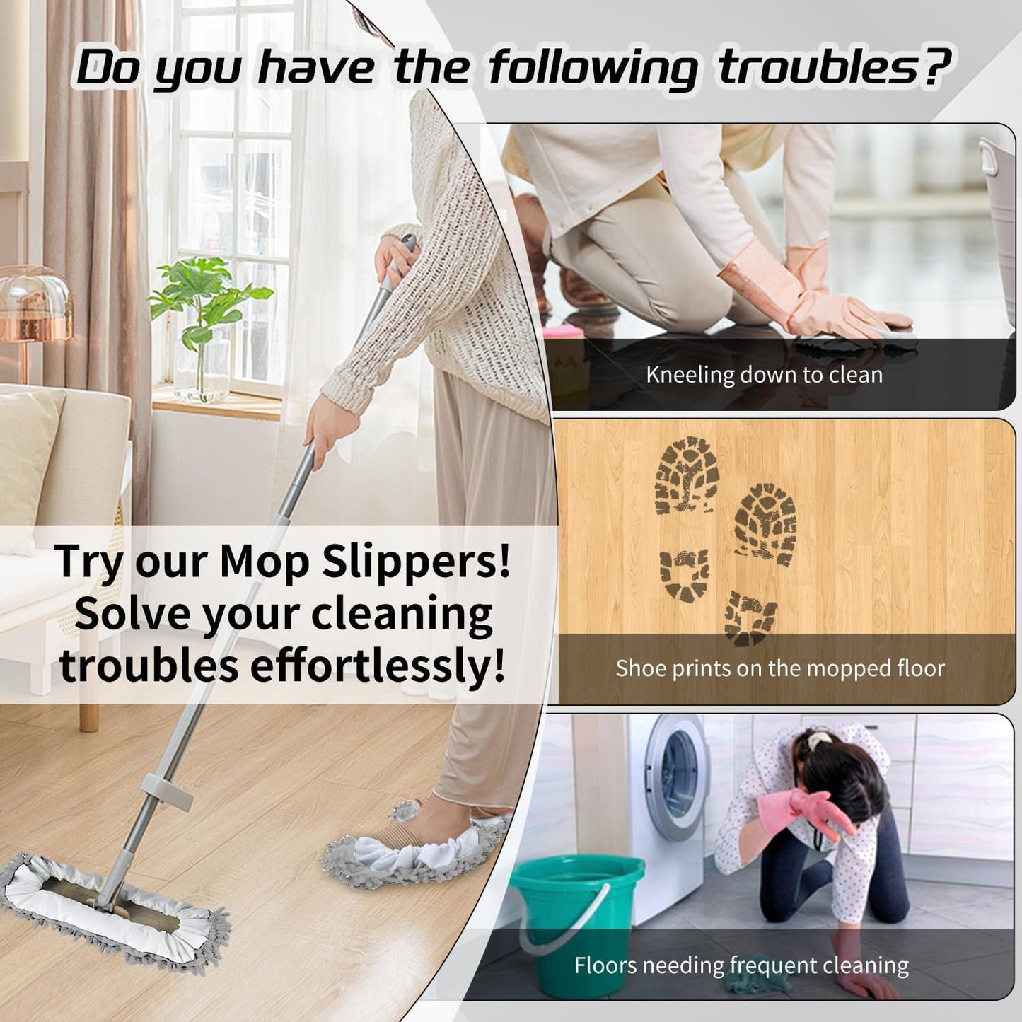 Mop Slippers Socks Floor Cleaning,Microfiber Shoe Covers dust Washable Reusable for Woman Man House Kitchen