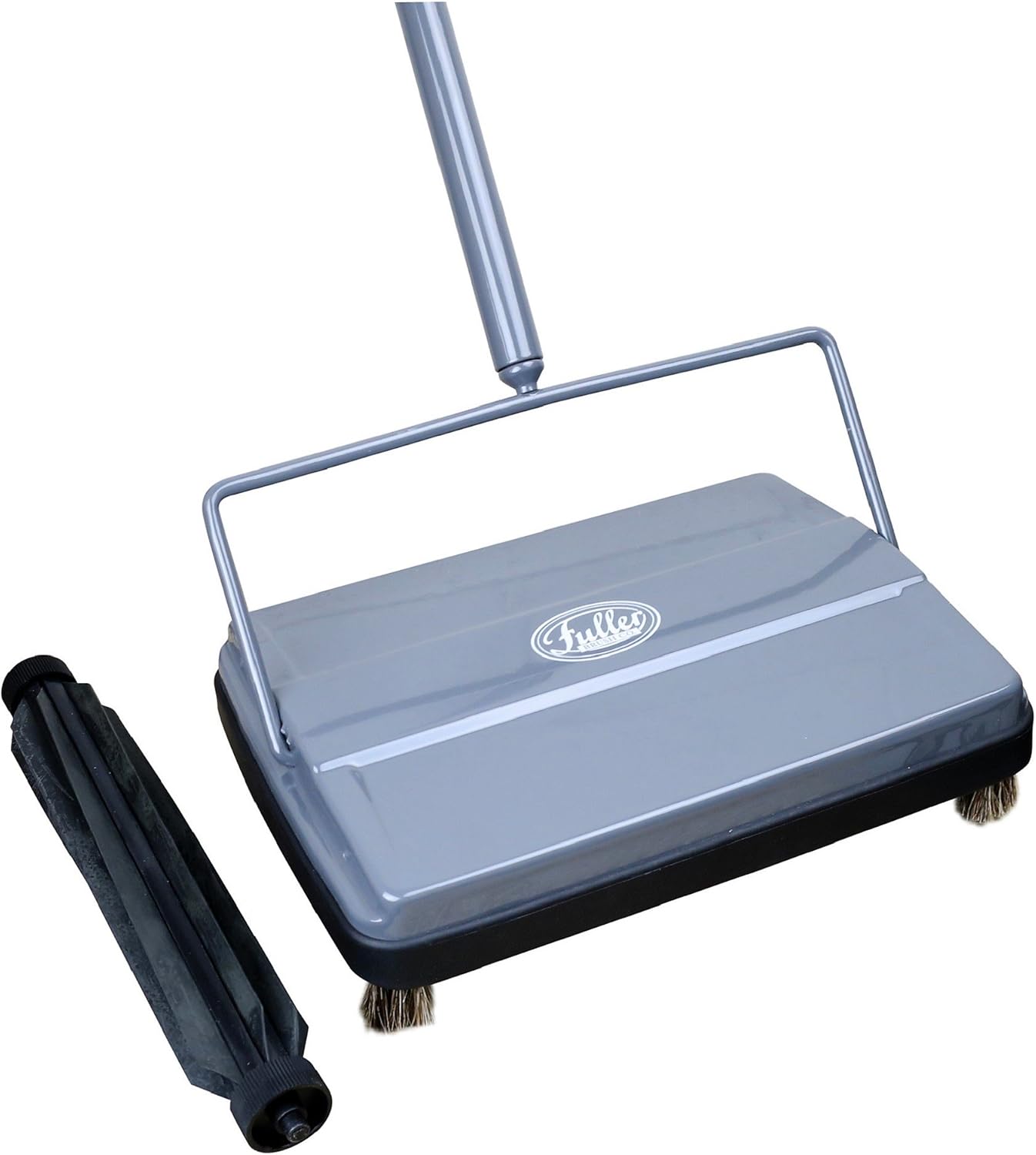Fuller Brush Electrostatic Carpet & Floor Sweeper with Additional Rubber Rotor - 9" Cleaning Path - Lightweight - Ideal for Crumby & Wet Messes - Works On Carpets & Hard Floor Surfaces (Gray)