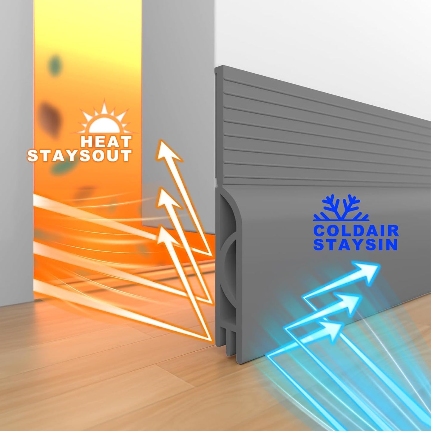 Door Draft Stopper,Door Sweep for Bottom,Weather Stripping Doors Seal Draft Guard Blocker Noise Cold Air Insulation Soundproofing for Exterior Interior Home Improvement(Grey, 39")