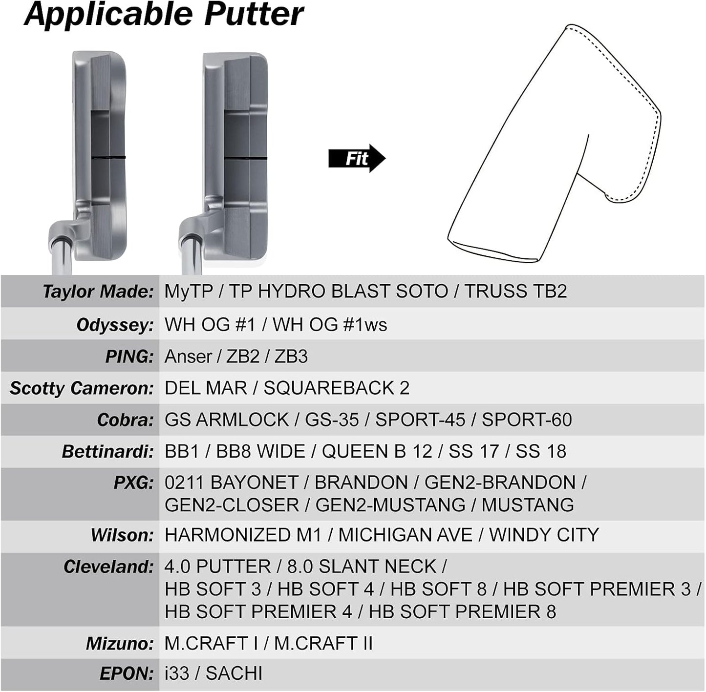 Big Teeth Golf Cover USA Stripe and Star Headcover Covers, Driver Fairway Wood Hybrid Headcovers Fits Blade Mallet Putter Iron and Woods with Magnetic Club Protector Pu Leather Golf Accessories