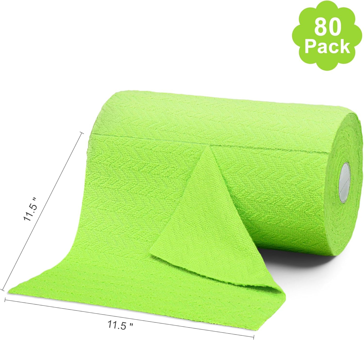 LIVOS Microfiber Cleaning Cloth Roll - 80 Pack, Reusable Paper Towels, Microfiber Towels for Cars, Super Absorbent Lint Free Cleaning Rags for House, Kitchen, Window-Wave Green, 11.5"x11.5"