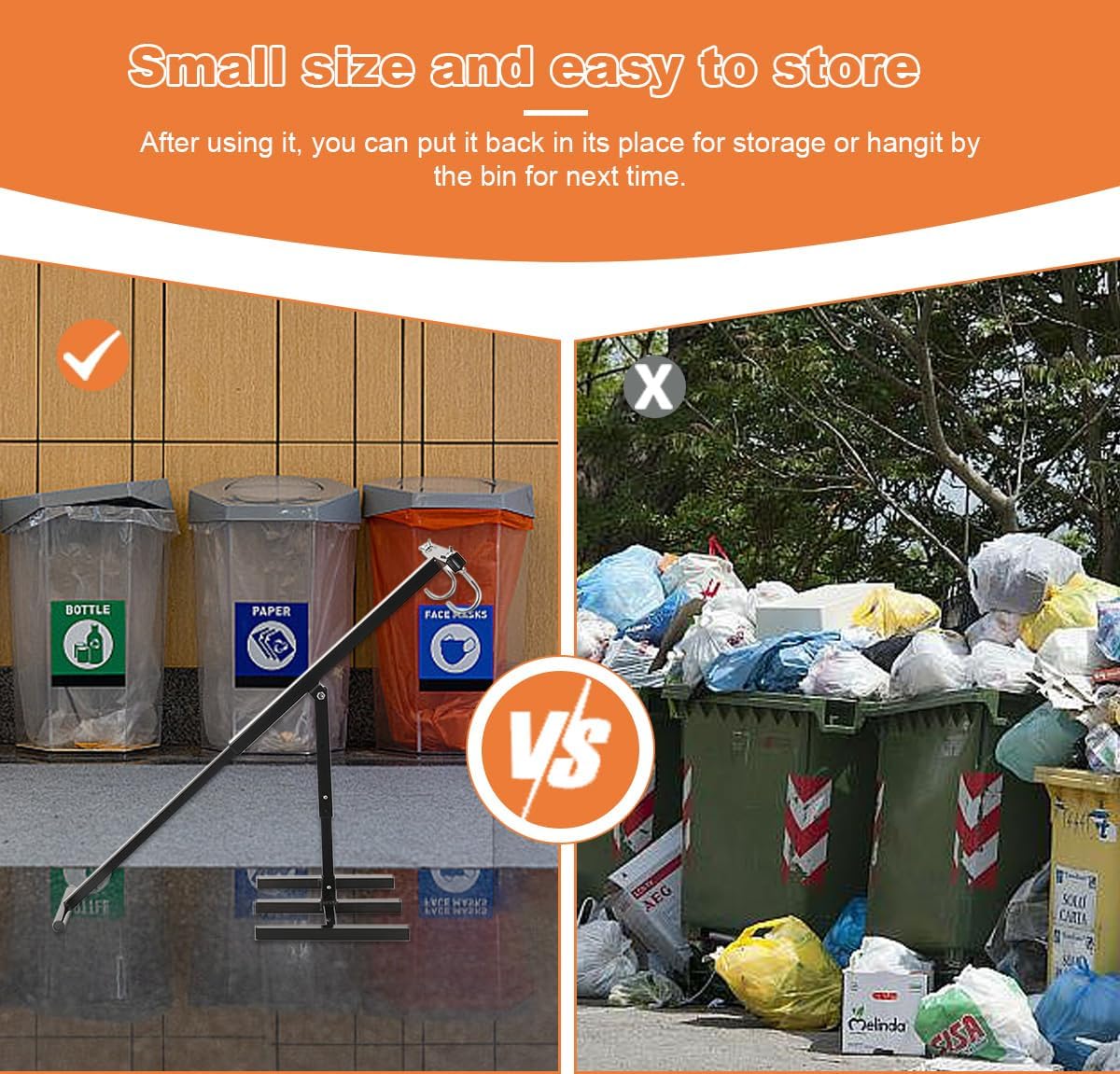 ECUTEE Manual Trash Compactor Touchless Manual Cardboard Trash Compactor for Trash and Recycling Bin, Waste Compacting Tool for 120-660l Wheelie Bins for Home Kitchen Restaurant