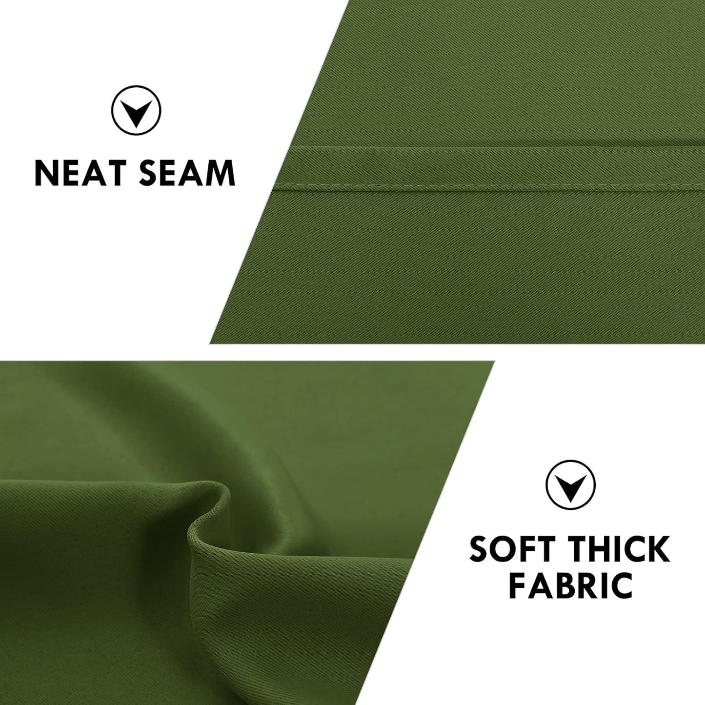 DWCN Olive Green Room Darkening Blackout Curtains - Thermal Insulated Privacy Energy Saving Window Curtain Drapes 38 x 54 inch Length, Set of 2 Bedroom Living Room Curtains