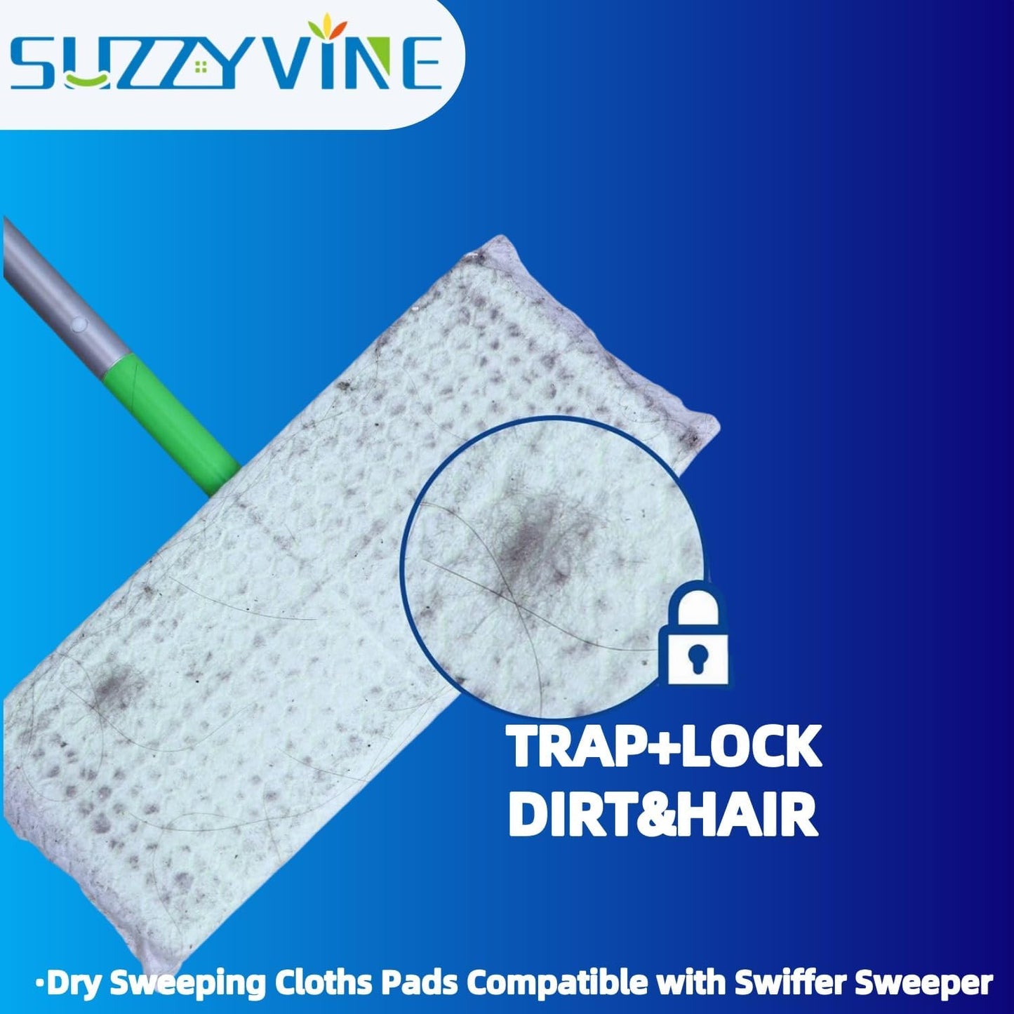 SUZZYVINE Dry Sweeping Cloths Mop Refills Disposable Floor Cleaning Wipes Compatible with Swiffer Sweeper, Unscented, 7.87"x11.81", Total 160 Count