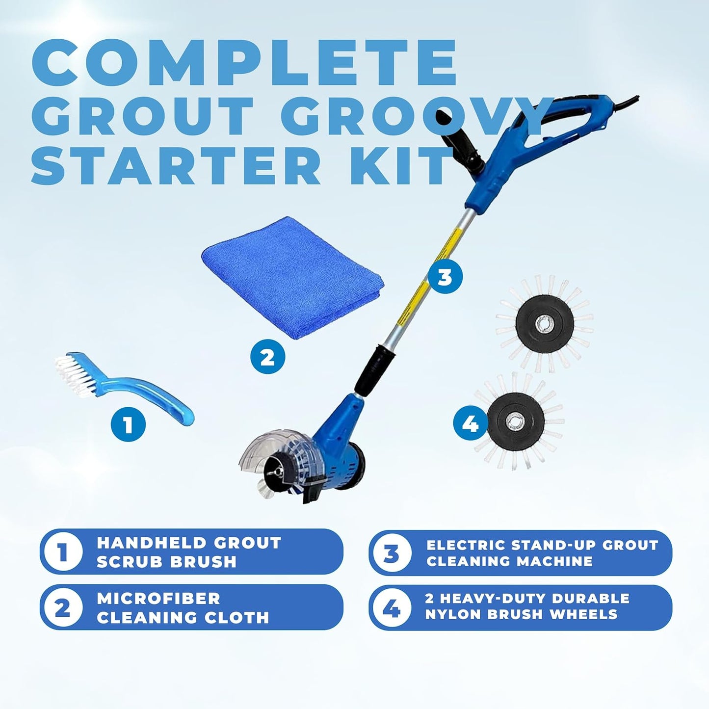 Electric Stand-Up Lightweight Grout Cleaning Machine – Easy-to-Use Tile Grout Cleaner for Deep Cleaning Kitchen Floors, Bathrooms & Tile Surfaces | Powerful Electric Floor Scrubber Tool (Original)