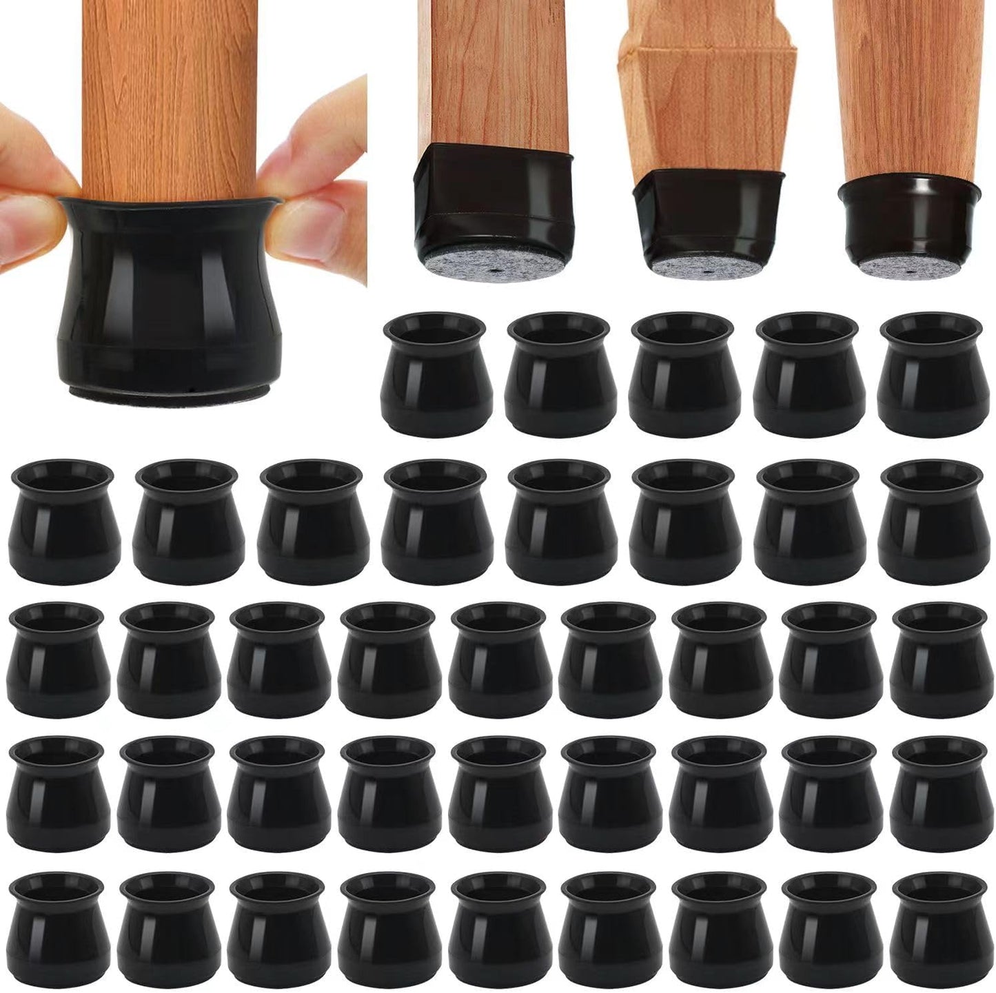 BUMACO Chair Leg Floor Protectors Chair Leg Protectors for Hardwood Floors Silicone Pads Covers to Protect Floors Black-40 Pcs Universal S (15/16" to 1-5/16")
