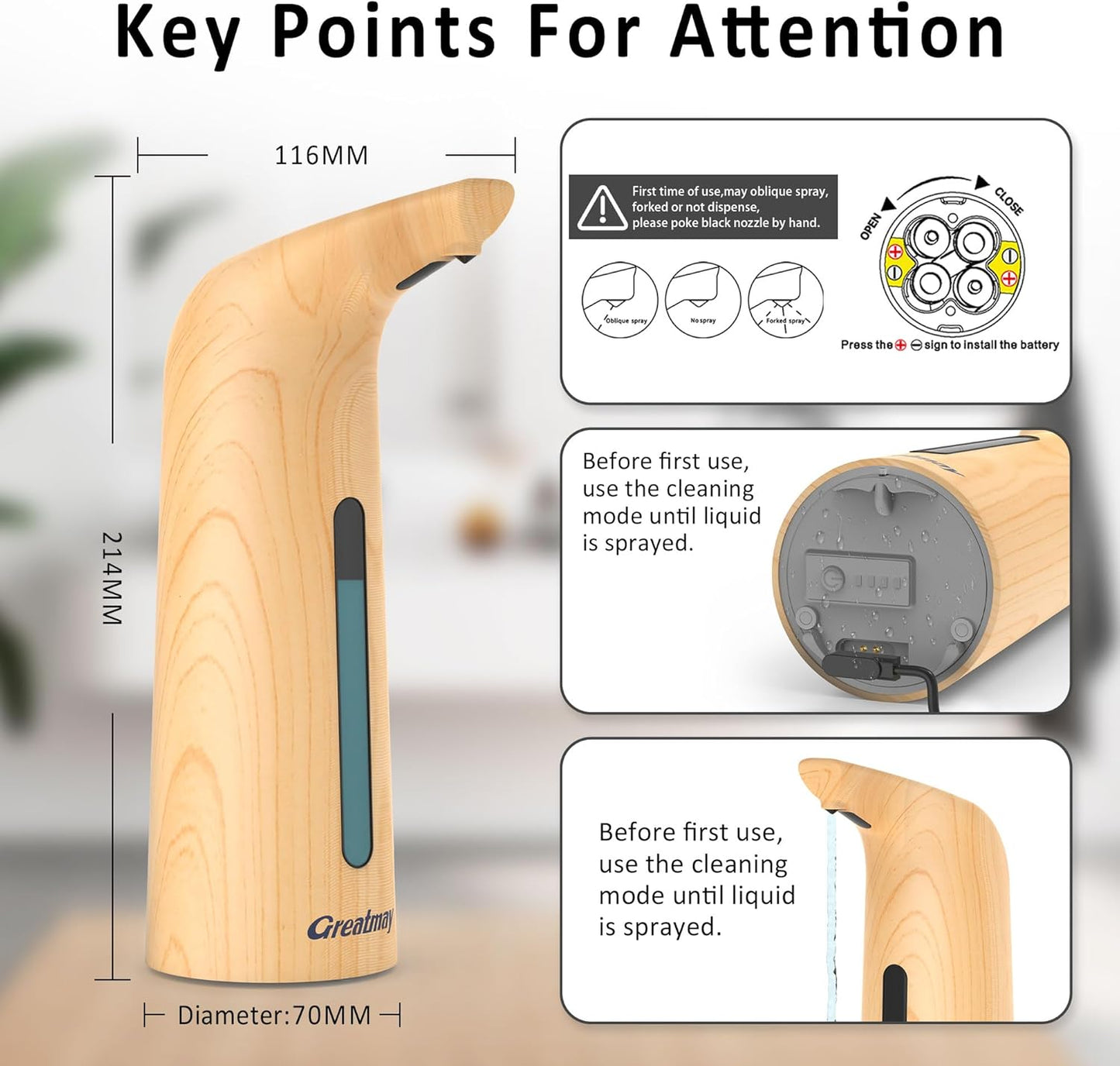 Convenient Automatic Soap Dispenser,4 Adjustable Levels Touchless Hand Sanitizer Pump with Infrared Sensor, 400 ml Countertop Electric Soap Dispenser for Bathroom,Kitchen