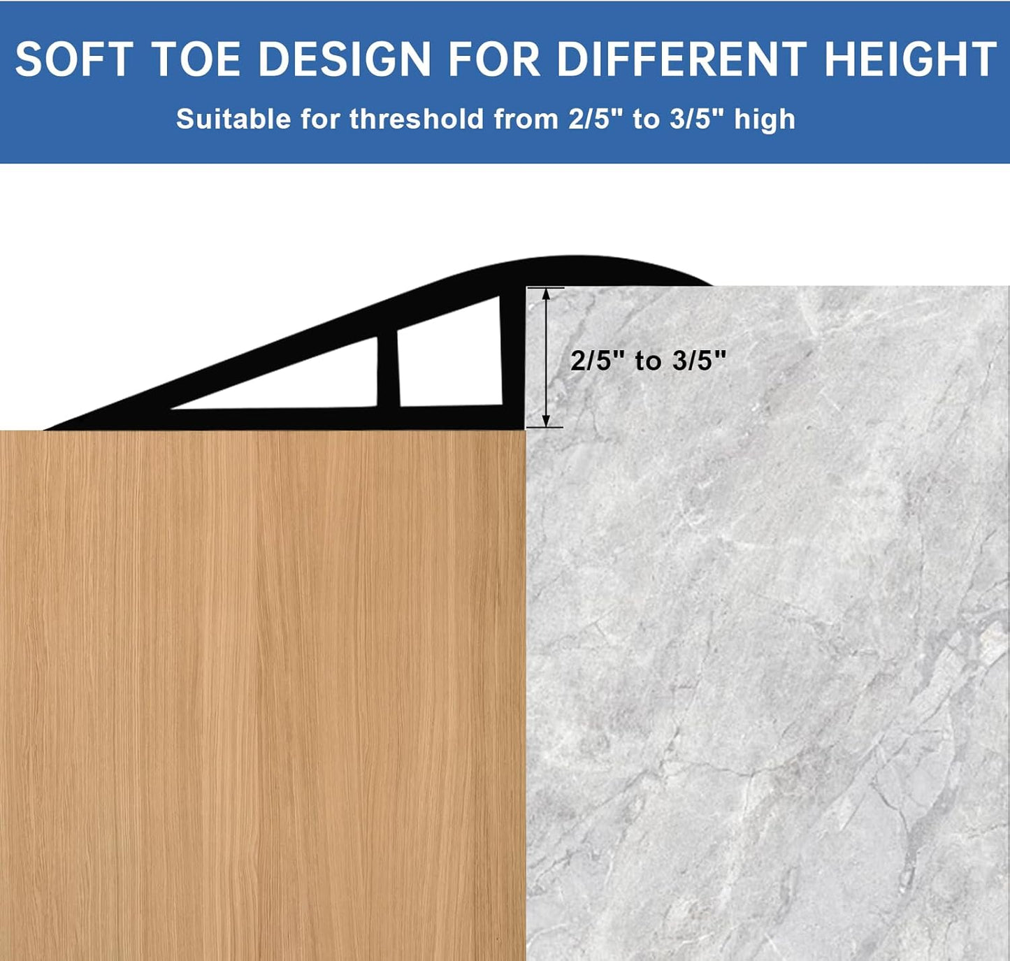 Vinyl Door Threshold Flooring Transition Strip Self Adhesive Carpet Edging Strip for Laminate Doorway Edge Threshold from 2/5" to 3/5" (White, 3.3 Ft)