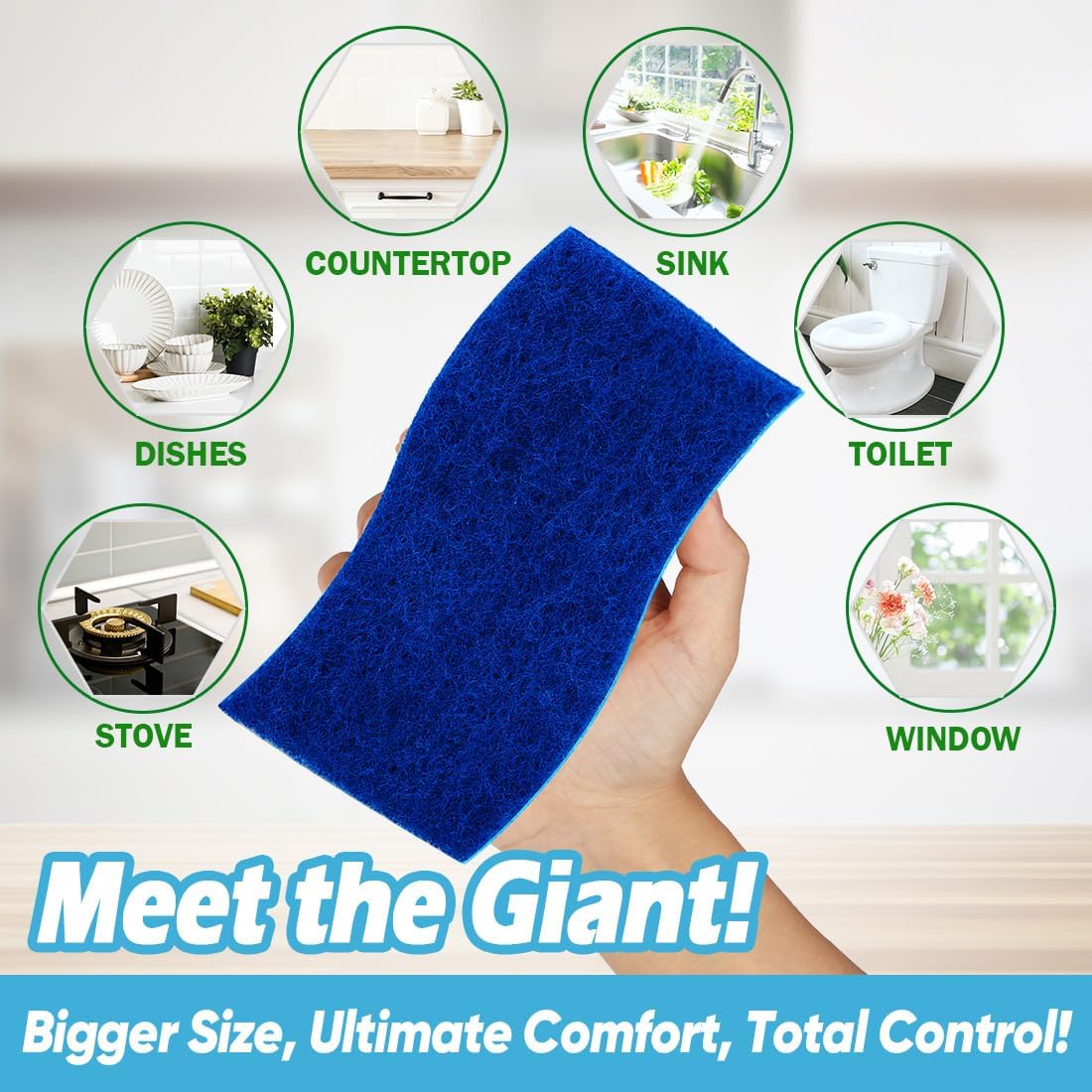 AIDEA XL Scrub Sponges Non-Scratch 12Count, Extra Large Sponges Kitchen, Sponge for Dishes, Cleans Fast Without Scratching Safe for Non-Stick Cookware, Cleaning Power for Kitchen, House