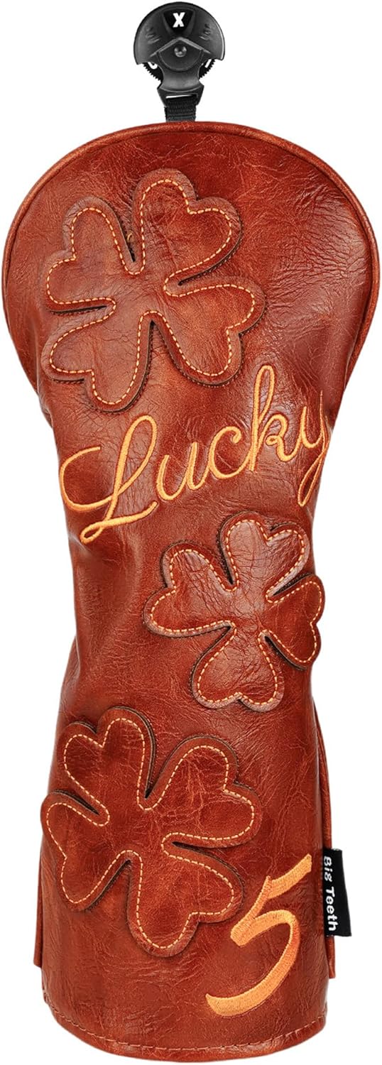 Golf Headcovers Golf Club Head Covers Four Leaf Clover Good Luck Charm - Clover Style Premium Leather Driver Fairway(FW) Wood Hybrid(UT) with Number Tags