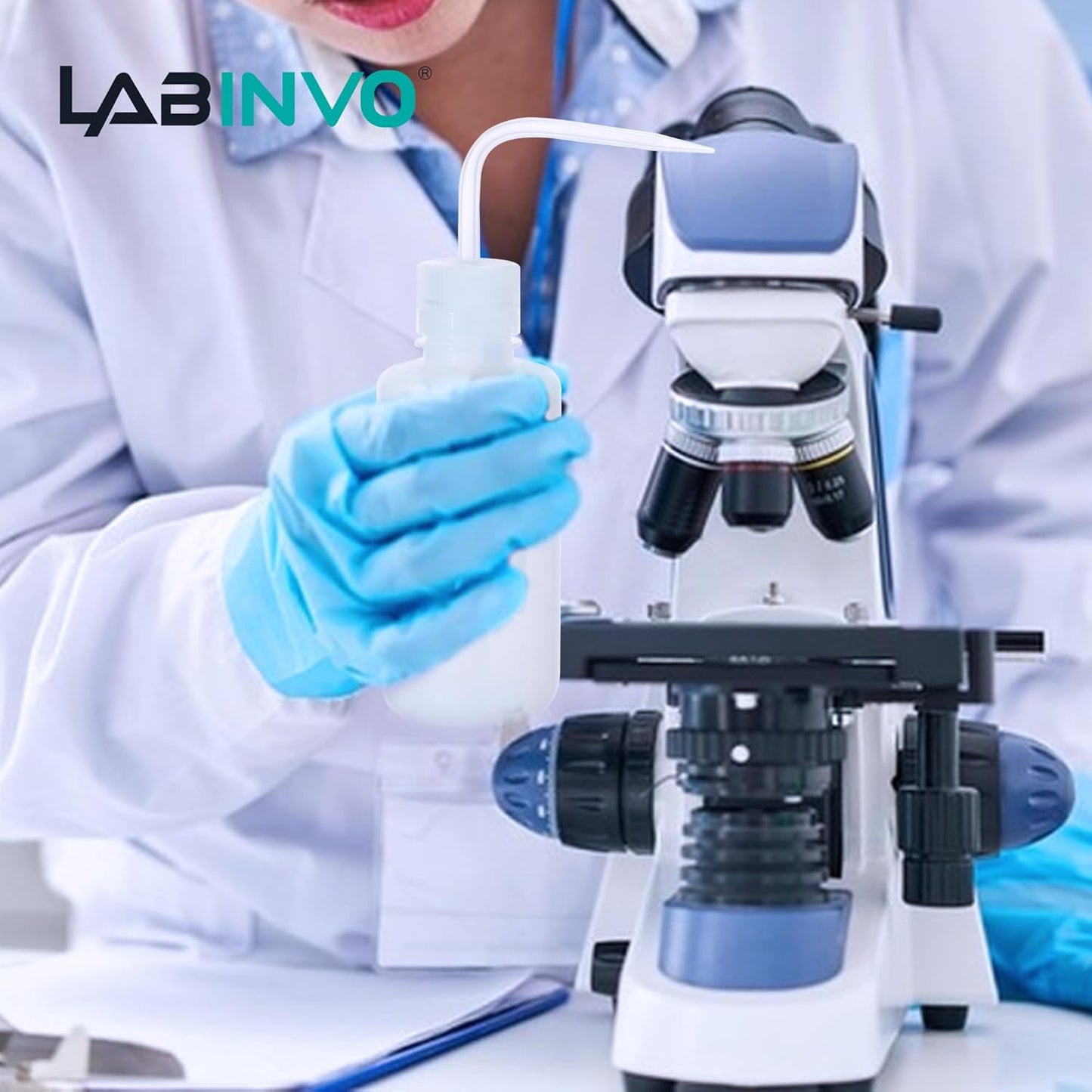 6pcs of Economy Wash Bottles, Vol.500ml (17oz), Narrow-Mouth, Self-Venting Safety Wash Bottles, LDPE Material,IN-WBN500