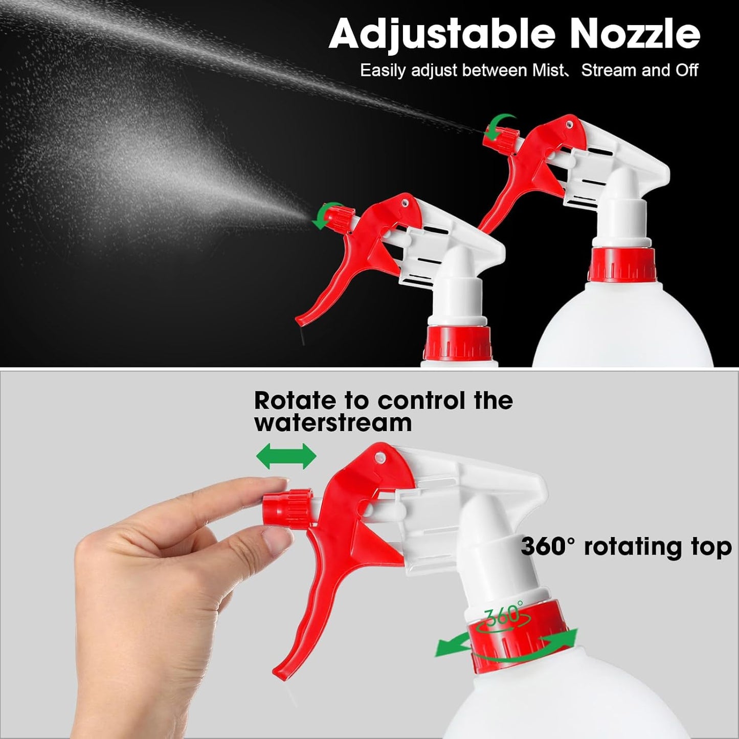 Eccliy 12 Pcs 16 Oz Plastic Spray Bottle, Adjustable Empty Reusable Sprayer for Cleaning, Planting, Water, Bathroom and Kitchen, BBQ, Commercial and Residential(Red,Cylinder)