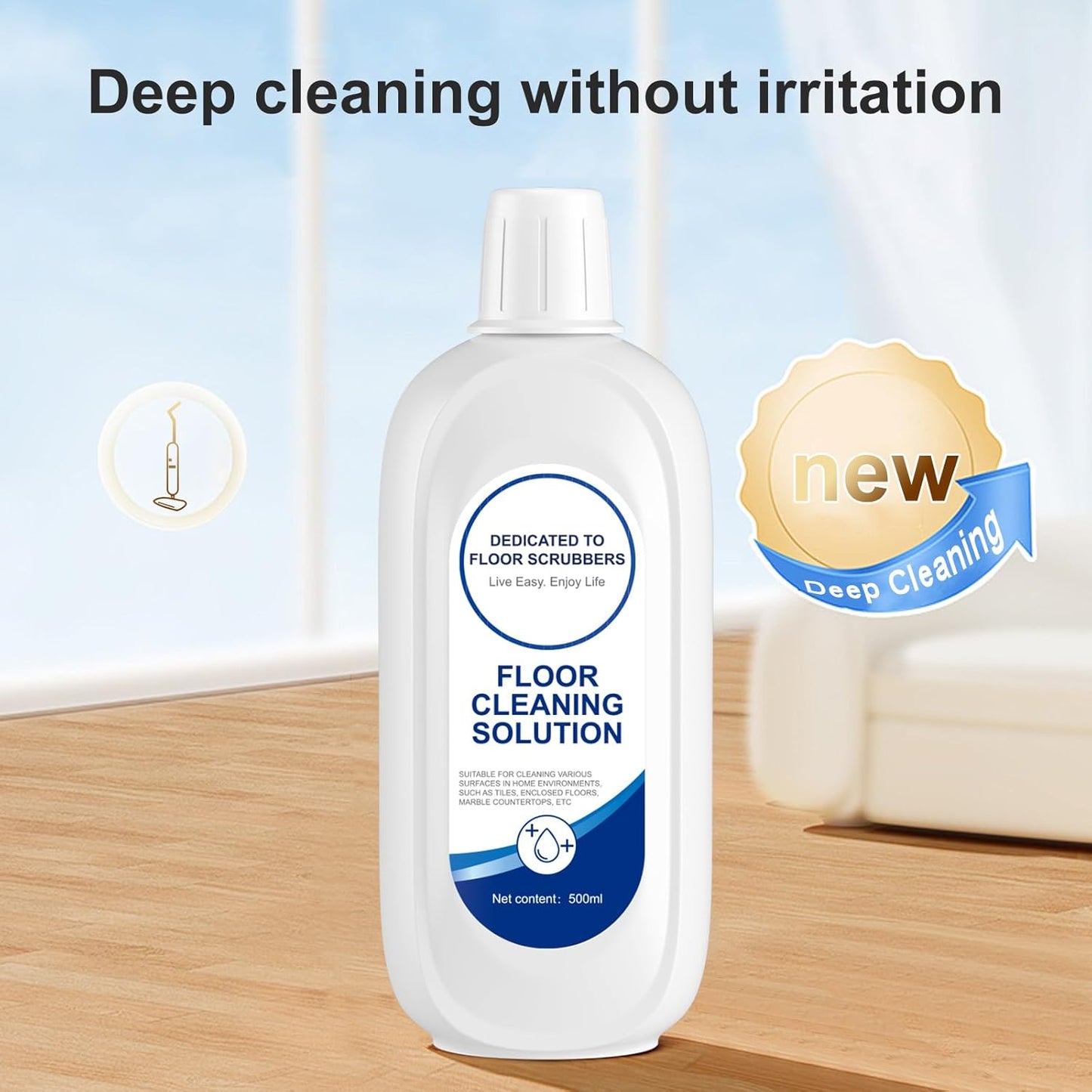 GCW Cleaning Solution Refill 500ML Blue Bottle Original Flavor Floor Cleaner Solution Compatible With Tineco iFLOOR, 3, S3, S5, S5 COMBO, S5 Pro 2, S6, S7 PRO, S7 COMBO Wet Dry Vacuum (1 bottle)