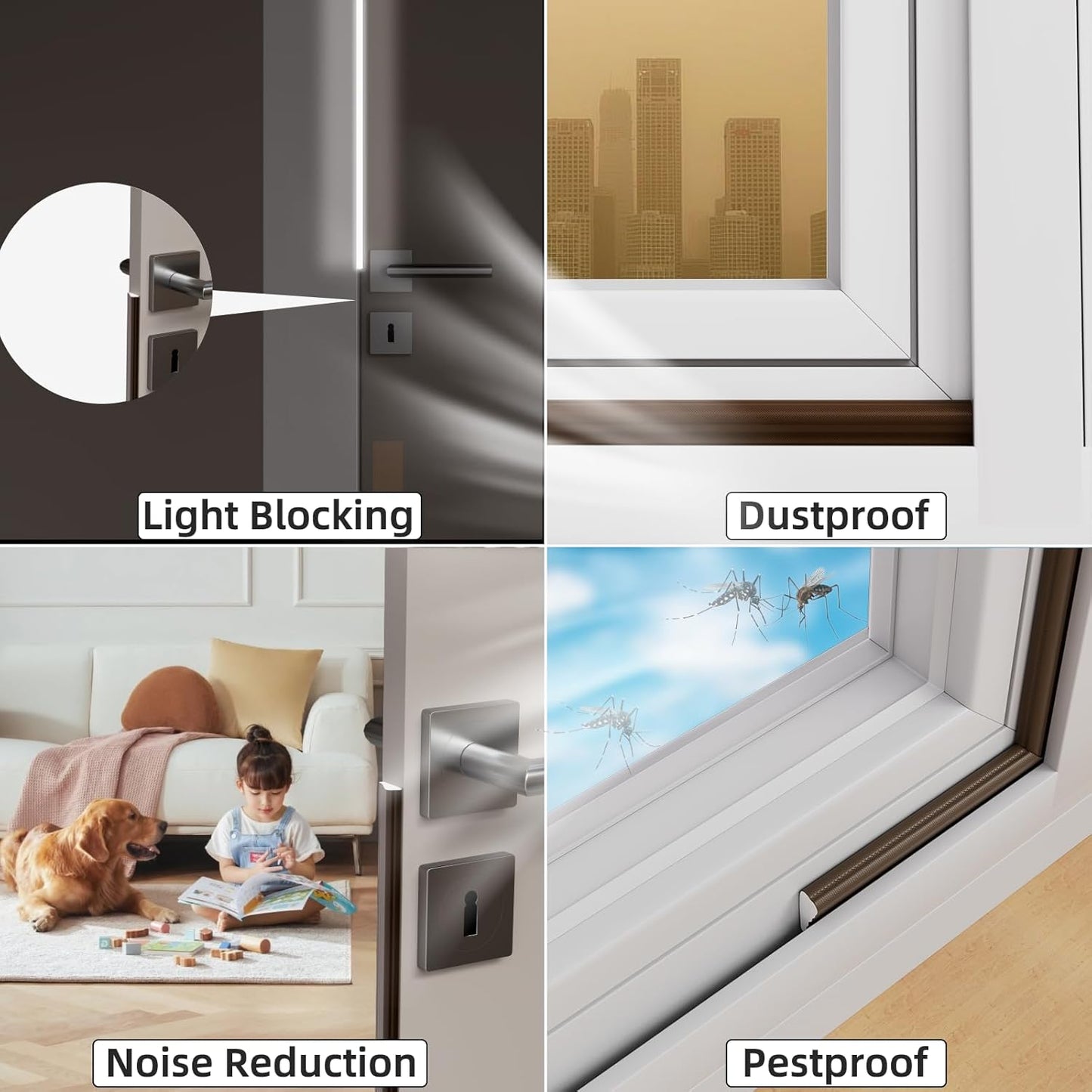 16.4 Ft Weather Stripping Seal Strip for Doors/Windows,Soundproofing Window Insulation Draft Stopper for Winter, Selfadhesive Foam Weather Strip for Door Frame,Door Gap Filler Noise Blocker(Brown)