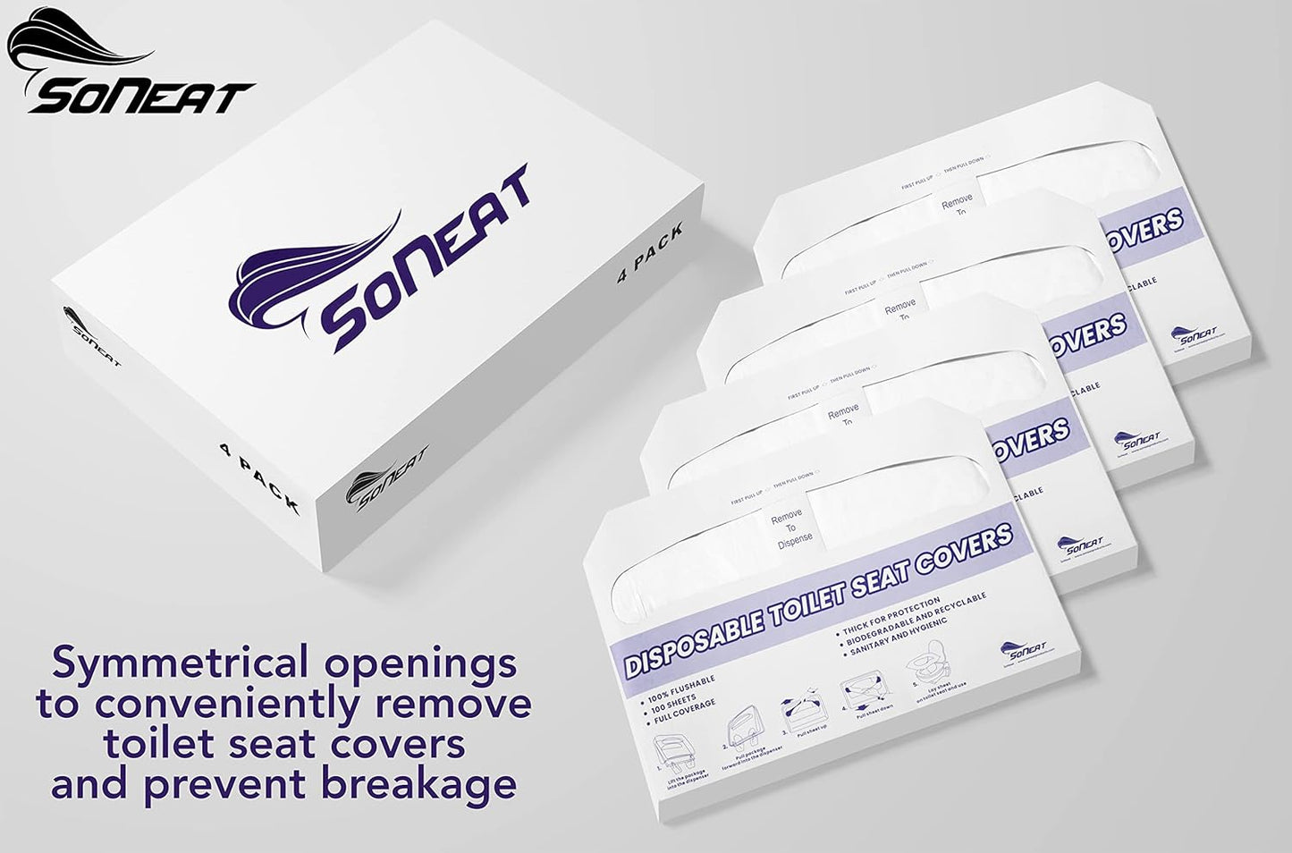 Disposable Toilet Seat Covers XL Half Fold Flushable – 400 Sheets (4 Pack) for Public Facilities, Office, School, Hotel & Business Use – Premium toilet seat cover For Commercial Wall Dispenser