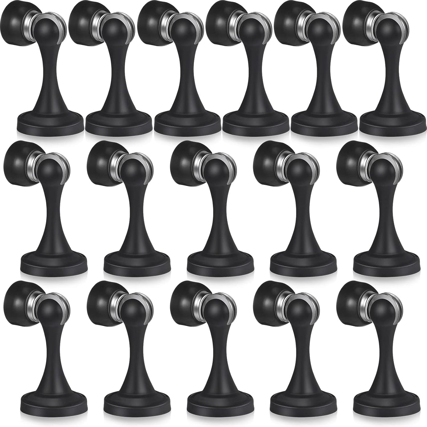 16 Pcs Magnetic Door Stoppers Stainless Steel Door Stops Magnetic Catch Holder with Screws for Wall Floor Mounted Wall Protector Hold (Black)