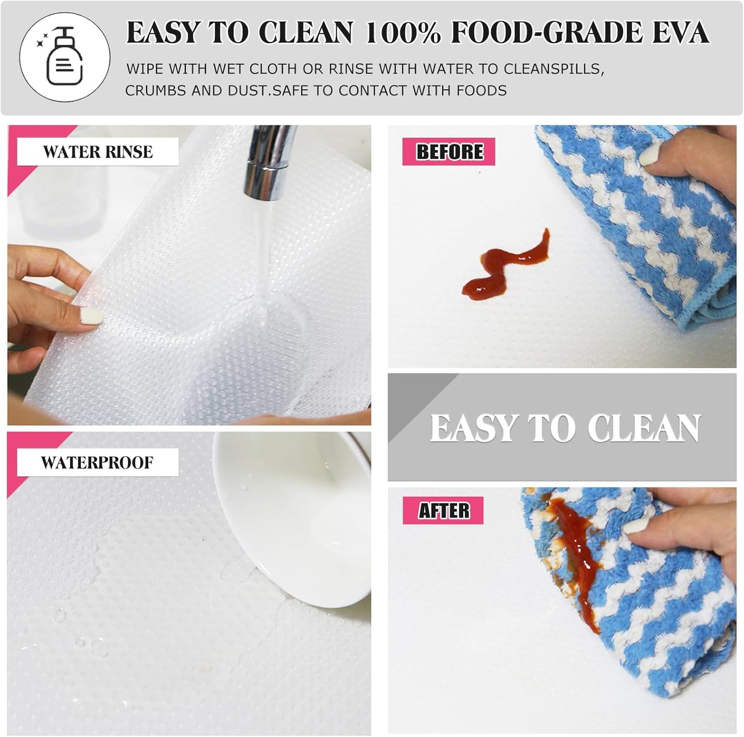 10Pcs Refrigerator Liners, Washable Fridge Liner Shelf Mats Refrigerator Pads for Cupboard Cabinet Drawer Home Kitchen Accessories Organization (Clear)