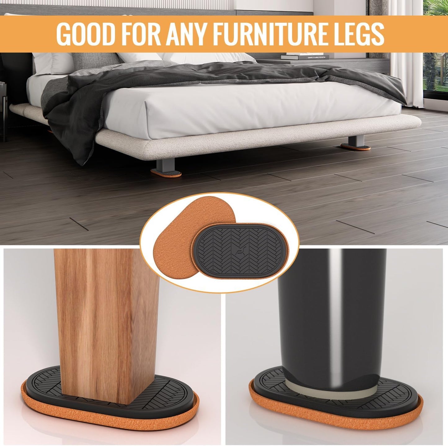 9½"x5¾ Felt Furniture Sliders for Hardwood Floors, 4PCS Oval Furniture Pads for Wood Floors, Furniture Movers for Heavy Duty Furniture, Move Furniture Easily