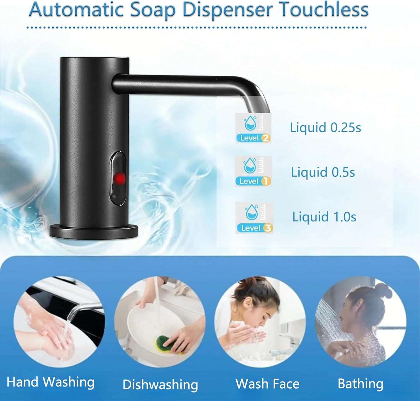 Automatic Soap Dispenser Touchless for Kitchen and Bathroom, Sink Built in Commercial Electric Soap Dispenser,Upgraded Infrared Sensors Brass Material, with Bottle and Pump 33.81oz/1000ml(Black)