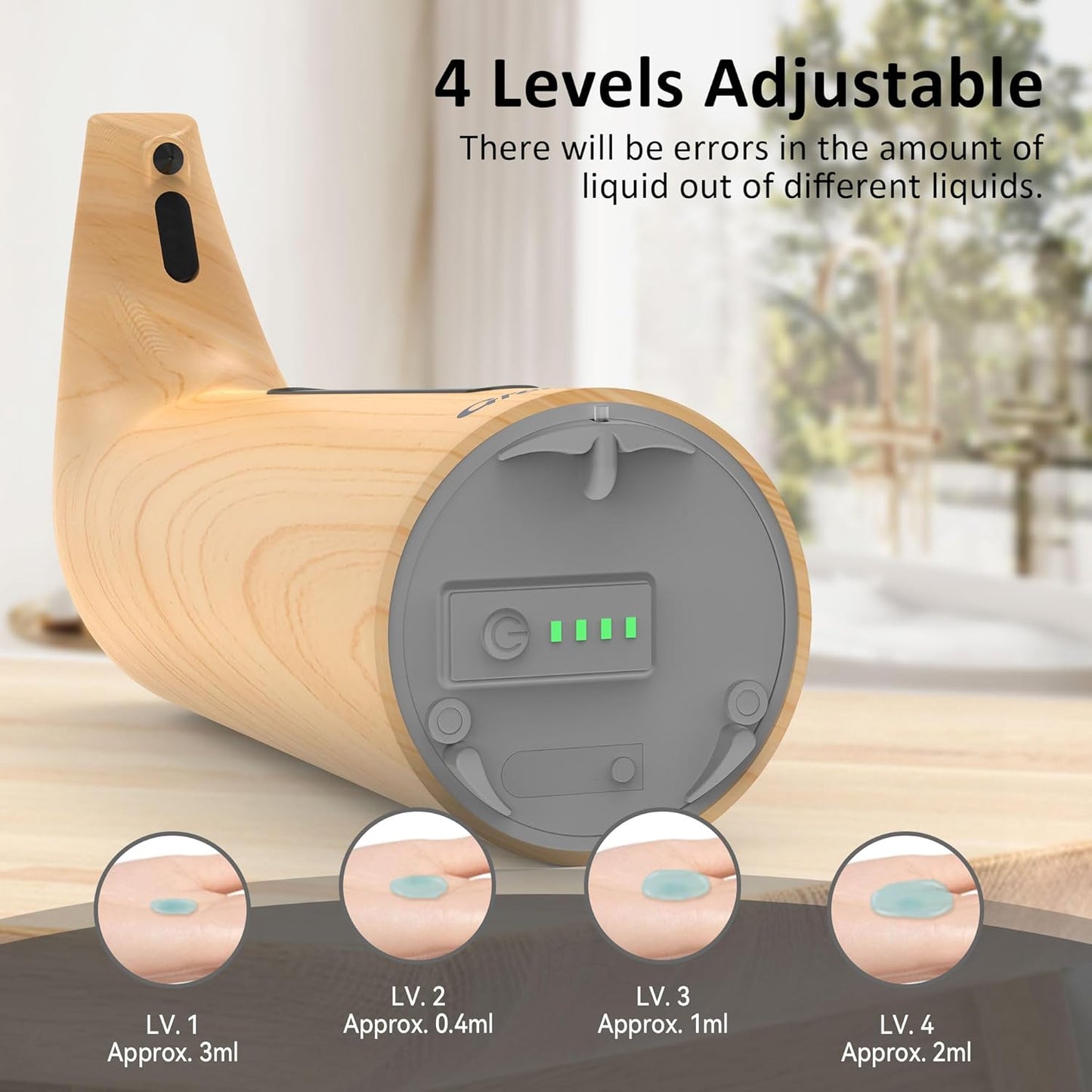 Convenient Automatic Soap Dispenser,4 Adjustable Levels Touchless Hand Sanitizer Pump with Infrared Sensor, 400 ml Countertop Electric Soap Dispenser for Bathroom,Kitchen