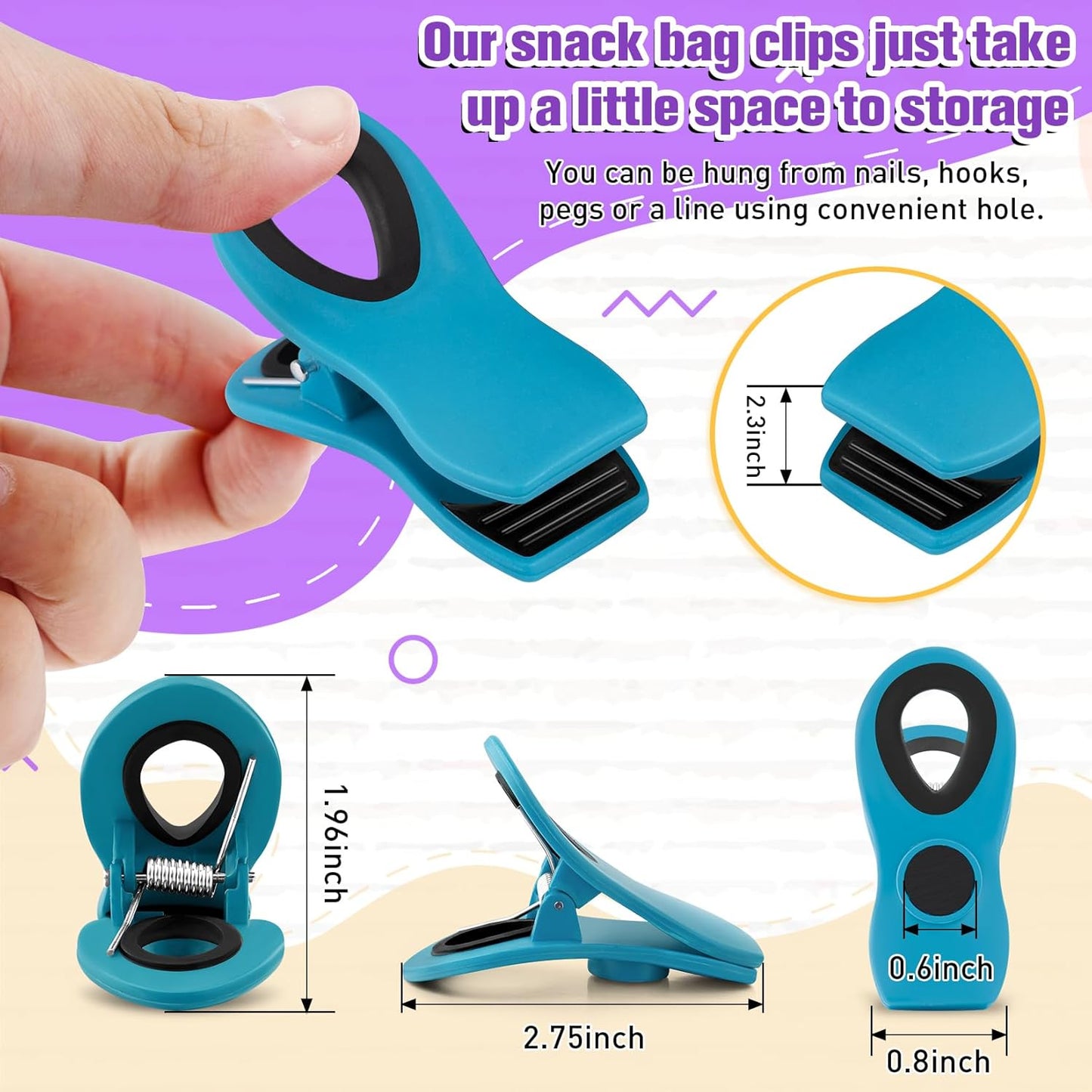 FINDMAG 24 Pack Chip Clips with Magnets – Multicolor Plastic Bag Clips for Food Storage, Snack Bags, and Refrigerator Organization (Classic Essentials)