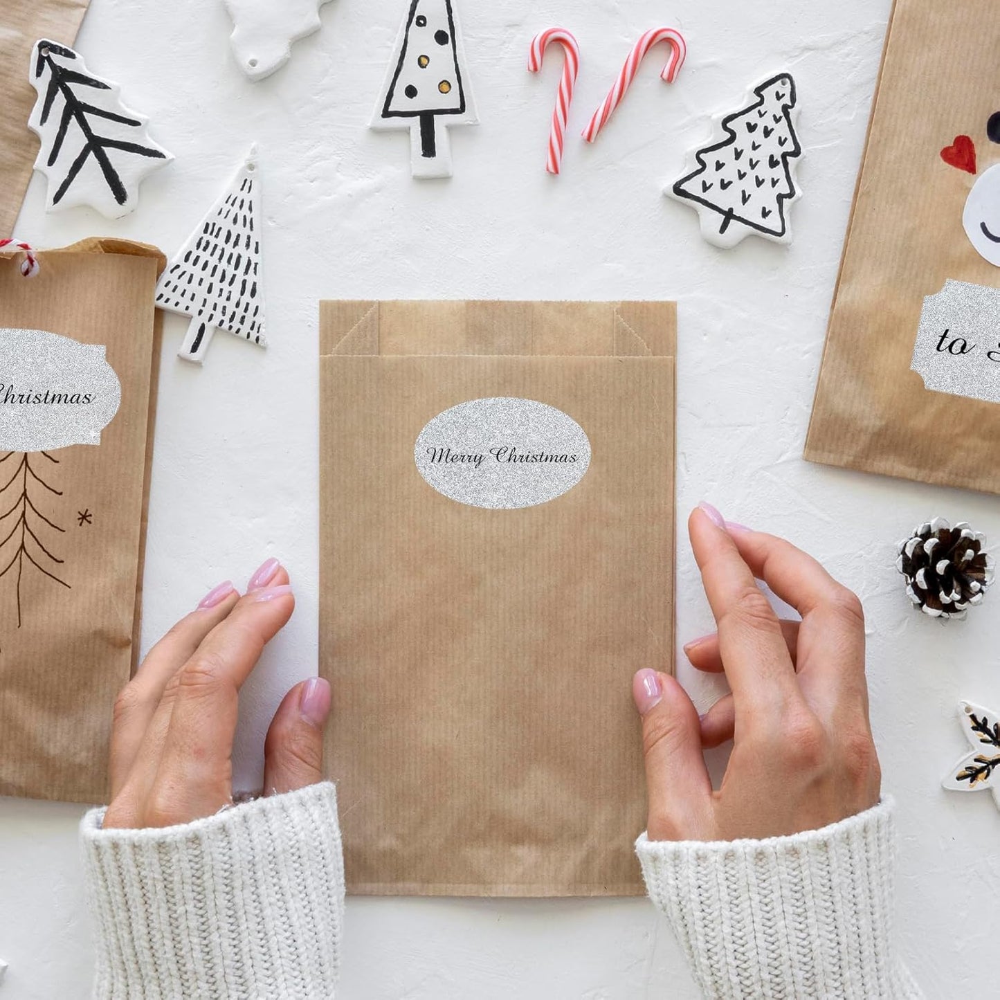 350 PCS Gift Tags Stickers Name Labels Stickers,2" x 1.2" Fancy Shape Stickers Self-Adhesive Handmade Bottle All-Purpose Jar Labels for Presents Cosmetic Decoration Jars Food Craft (Bright Silver)