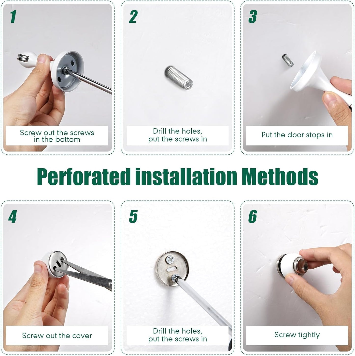 8 Pcs Magnetic Door Stoppers Stainless Steel Door Stops Magnetic Catch Holder with Screws for Wall Floor Mounted Wall Protector Hold (White)