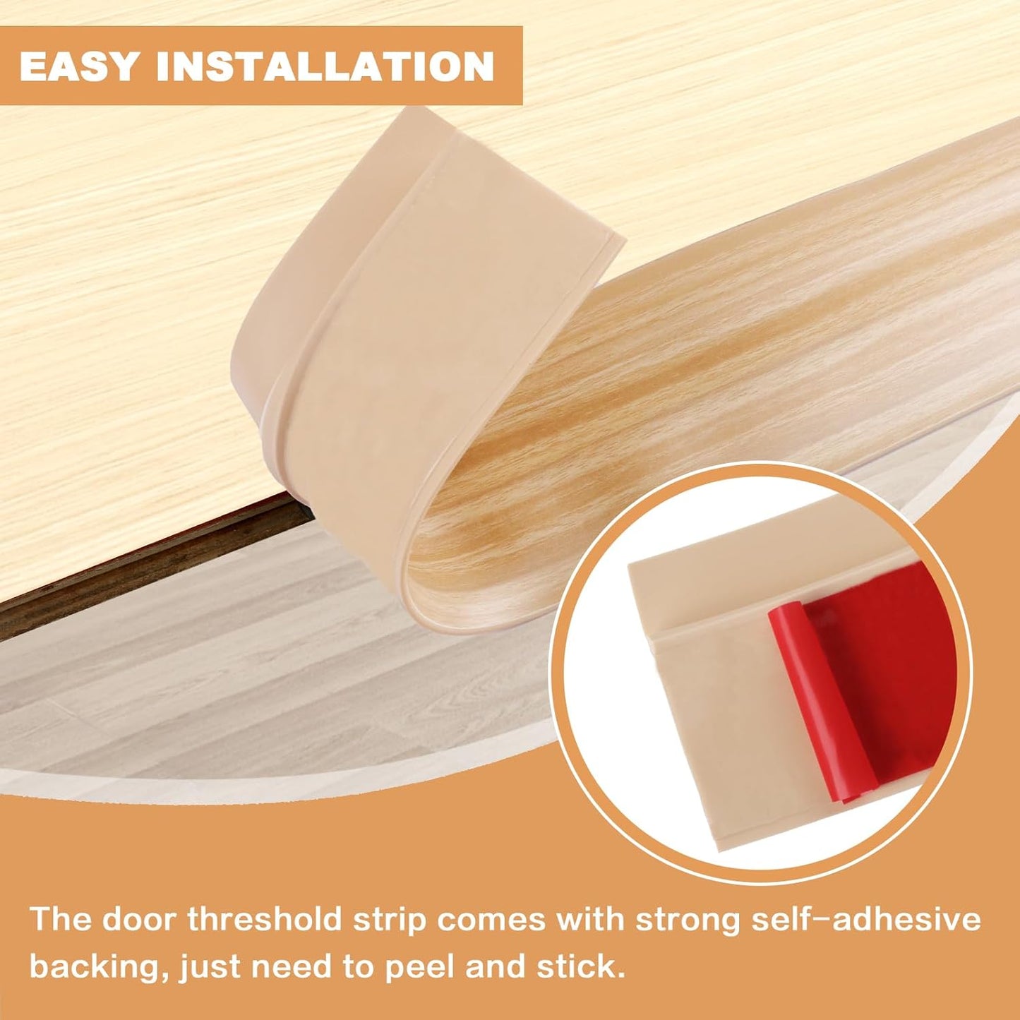 Vinyl Door Threshold Flooring Transition Strip Self Adhesive Carpet Edging Strip for Laminate Doorway Edge Threshold from 3/5" to 4/5" (Light Yellow Wood Grain, 10 Ft)