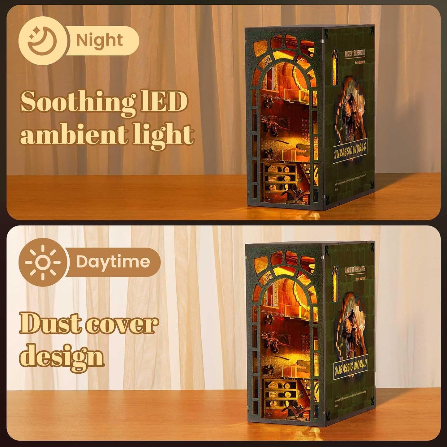 Book Nook Kit - DIY Miniature Museum Dollhouse & Tiny House 3D Wooden Puzzle, Creative Bookshelf Decor with LED-Accented Design, Gifts for Adults, Teens, Home Library & Hobby Crafts