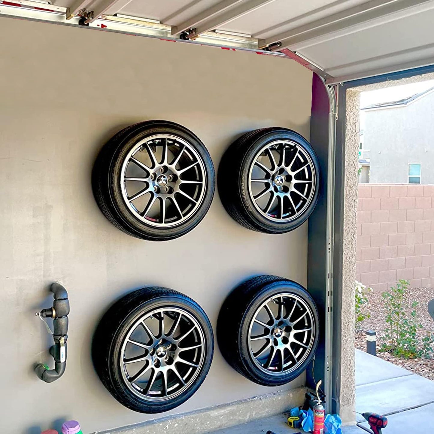 Heavy Duty Garage Tires Hooks Wall Mounted Hanger Tool Organizer Rack Hardware Steel Metal Multi-Tools Storage Utility Hooks with Screws and Anchors(4, Black)