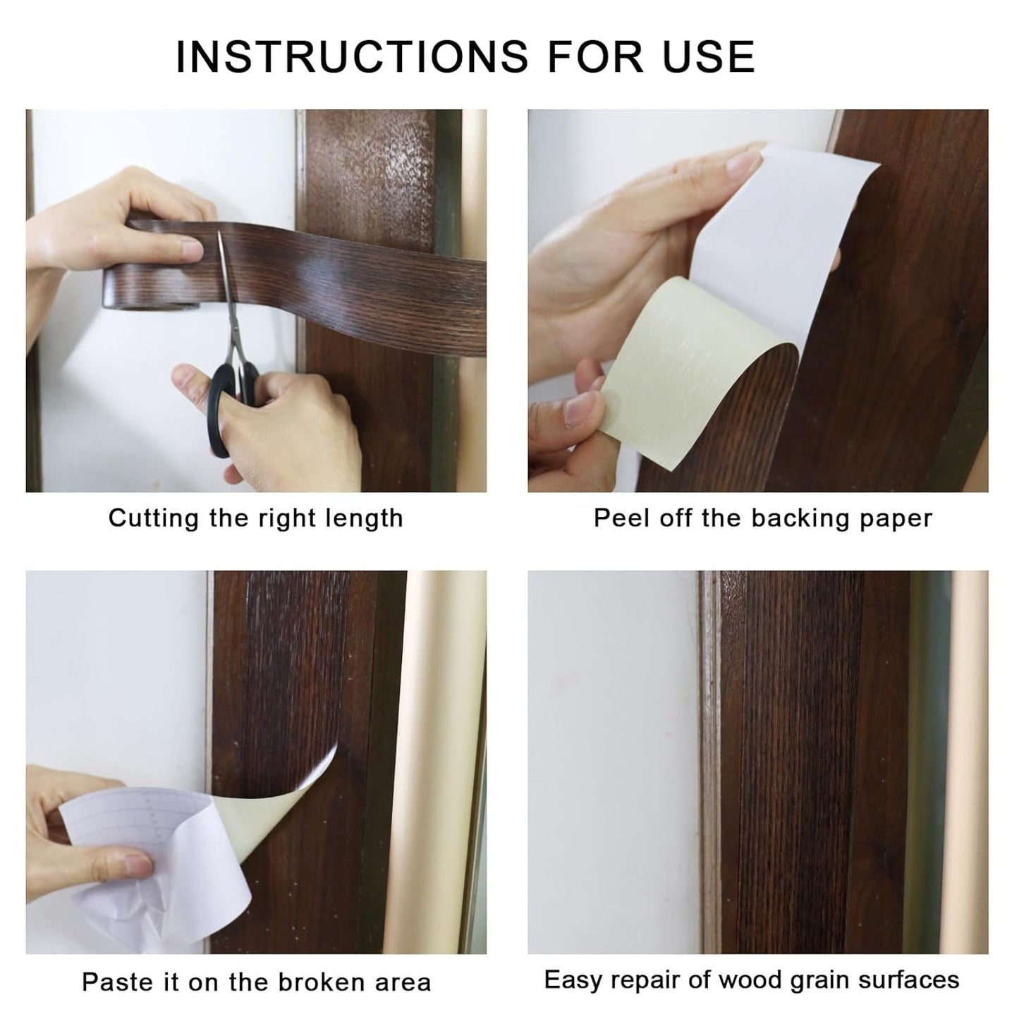 BOMEI PACK Wood Grain Repair Tape,Self Adhesive Repair Patch for Furniture, Floors, Cabinets, Windows, Doors, RV, Home Decor and DIY Projects (1, Walnut)