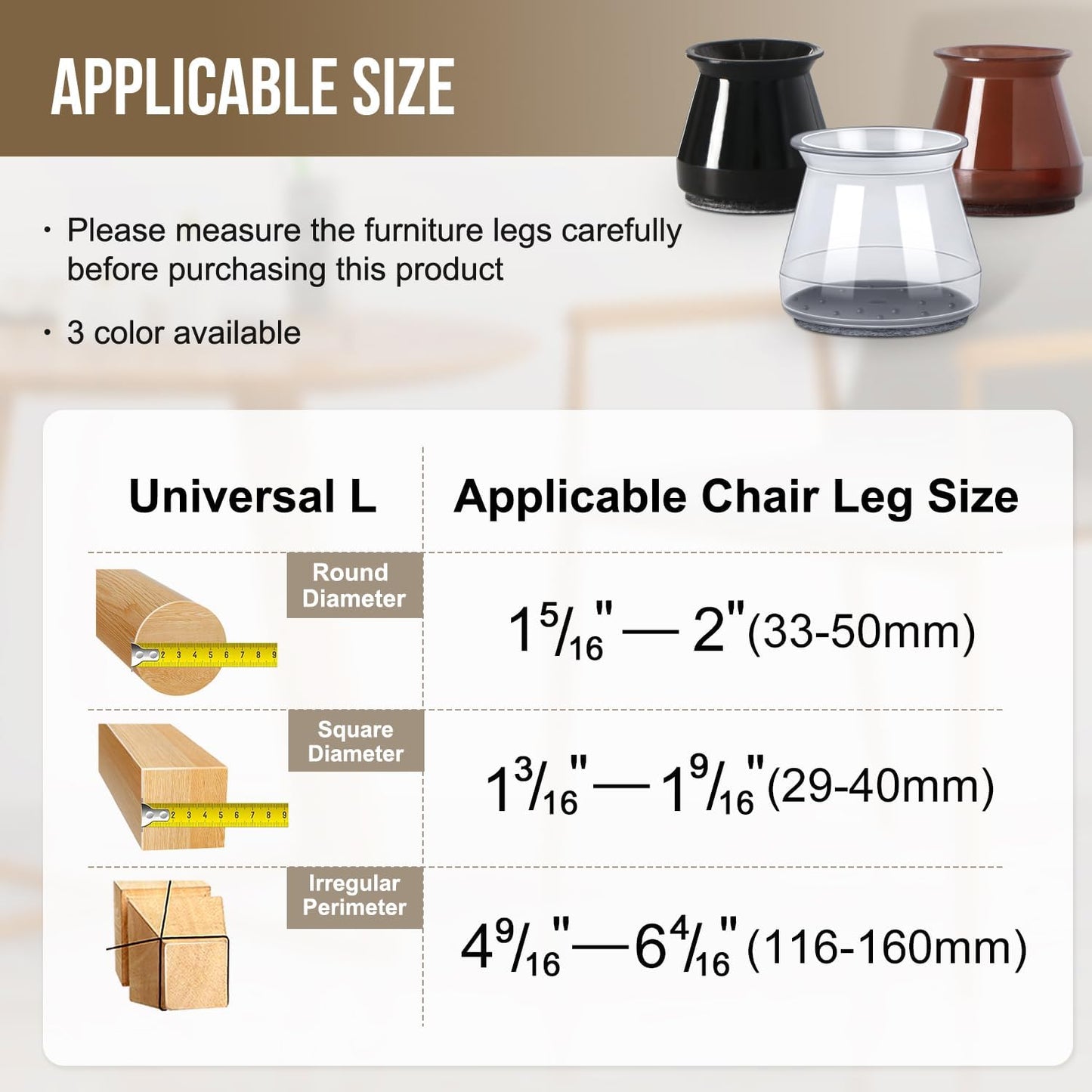 BUMACO 40Pcs Chair Leg Floor Protectors Chair Leg Protectors for Hardwood Floors Silicone Pads Covers to Protect Floors Universal L Clear Fit (1-5/16"~2")