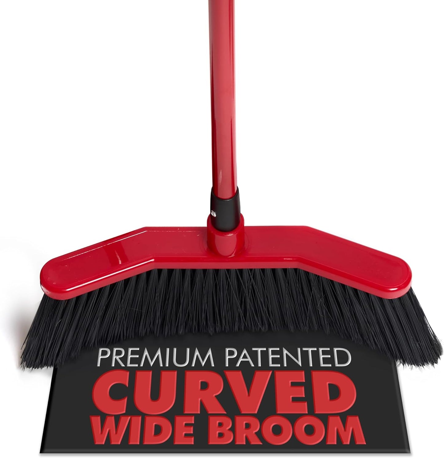 Da Vinci Curved Angle Broom 1pc - Sturdy Wide Broom for Indoor/Outdoor Sweeping, Heavy Duty Steel Telescopic Handle, Durable PVC Bristles, Ideal for Pet Hair, Dust, Kitchen & Rough Surfaces