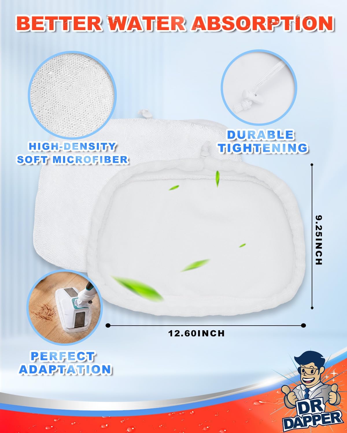 DR DAPPER 2 Pack SMP01 Steam Mop Replacement Pads Compatible with Kenmore SM2060 S200 Series – Washable Mop Pads & Steam Mops Pad for Hardwood Floors