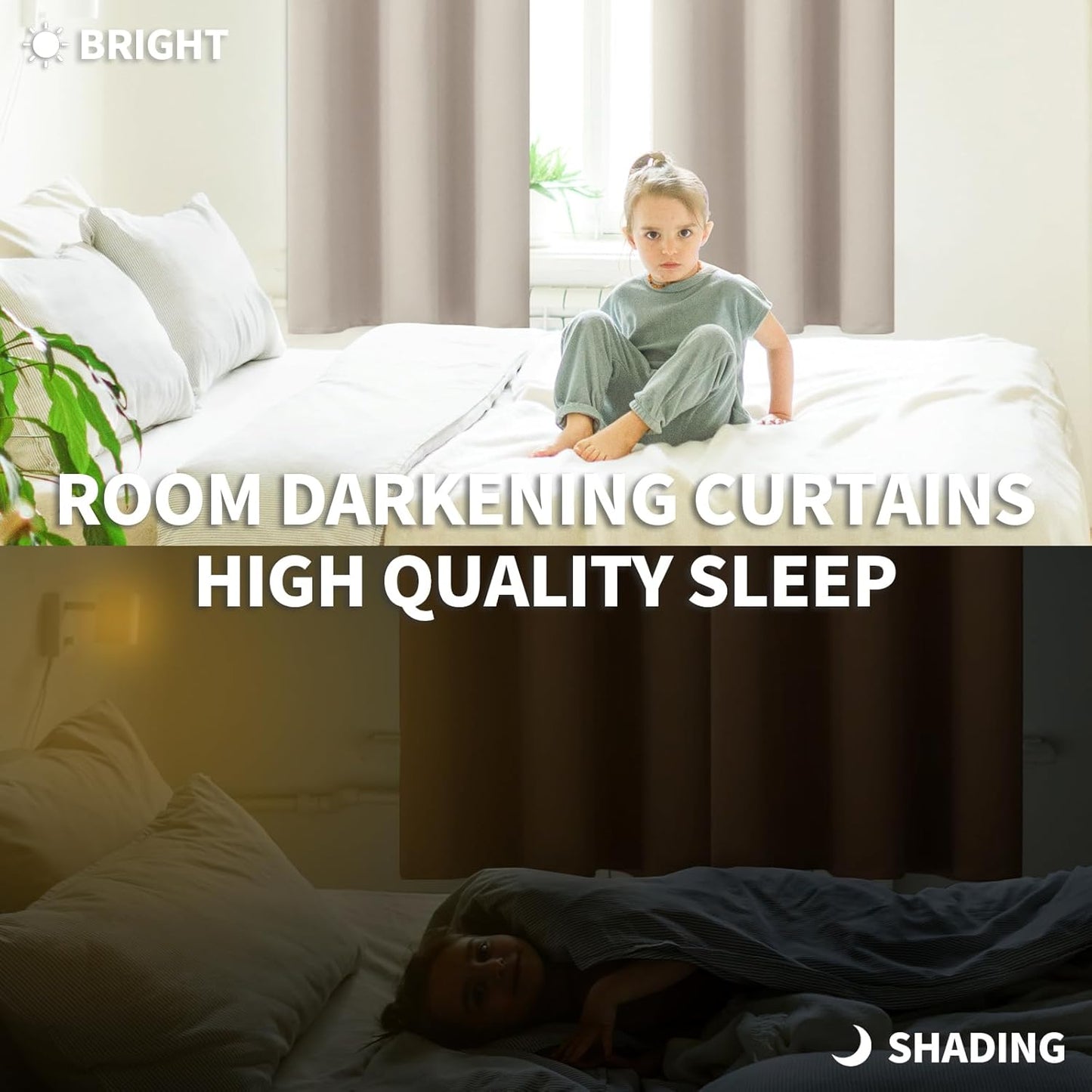 BGment Rod Pocket Blackout Curtains for Bedroom - Thermal Insulated Room Darkening Curtain for Living Room, Light Camel, 52 x 63 Inch, 2 Panels