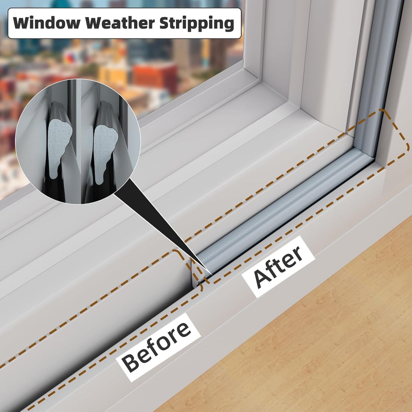 16.4 Ft Weather Stripping Seal Strip for Doors/Windows,Soundproofing Window Insulation Draft Stopper for Winter, Selfadhesive Foam Weather Strip for Door Frame,Door Gap Filler Noise Blocker(Gray)
