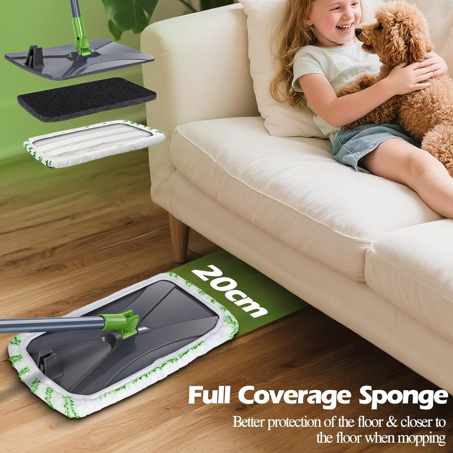 MASTERTOP Dust Mop for Hardwood Floors, Extra Large Microfiber Flat Mop with 5 Wet & Dry Reusable Pads, Hardwood Mops with Telescopic Handle for Laminate, Tile, Vinyl