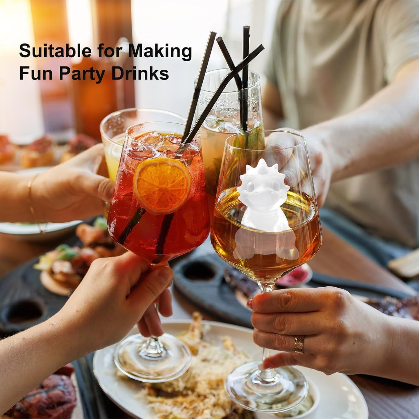 3D Dinosaur Ice Cube Silicone Molds Tray for Whiskey, Cocktail, Drink Decor, Bar; Rich Details. Cute Dragon Gifts for Women Kids Girls Boys, Fun Animal Shape Soap Epoxy Resign Mold; 2 Pack