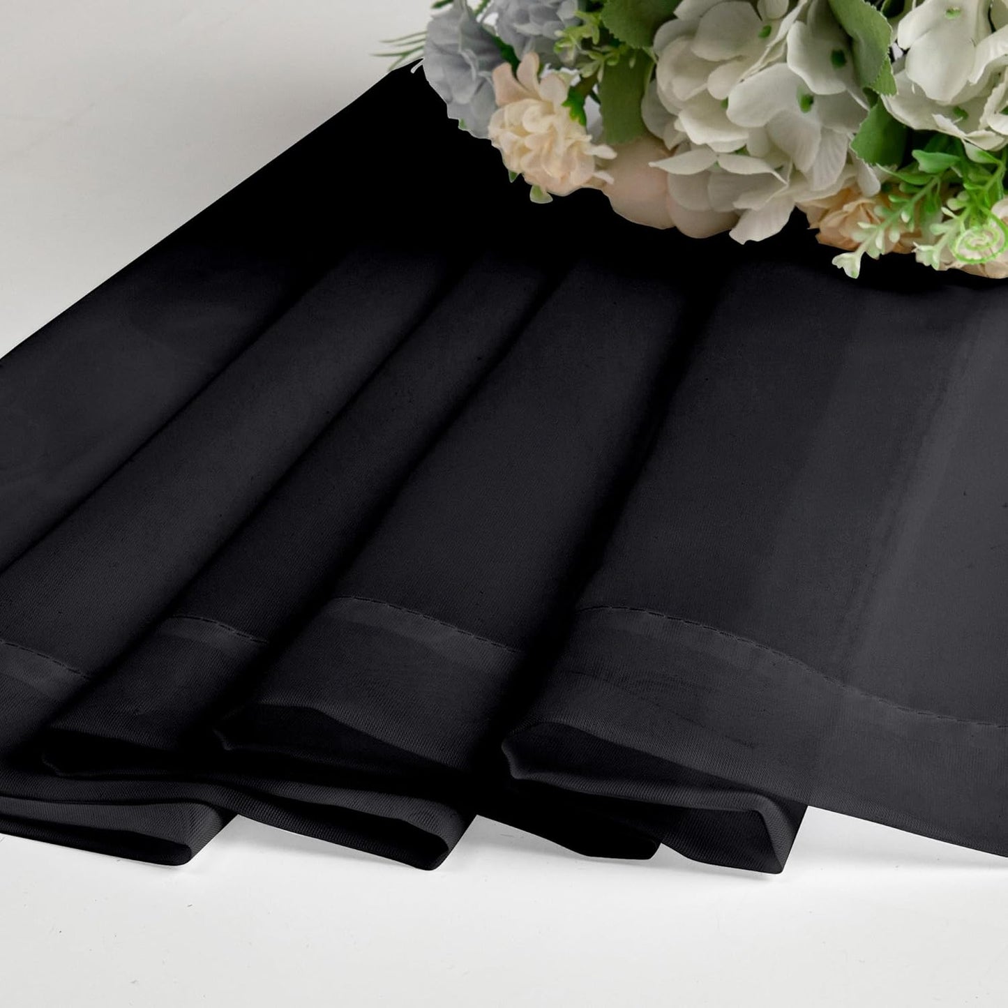 Chyhomenyc Black Sheer Curtains 45 Inches Length 2 Panels, Light Filtering Soft Airy Curtain Drapes for Bathroom Living Room Bedroom Small Windows, Each 42W x 45L inches